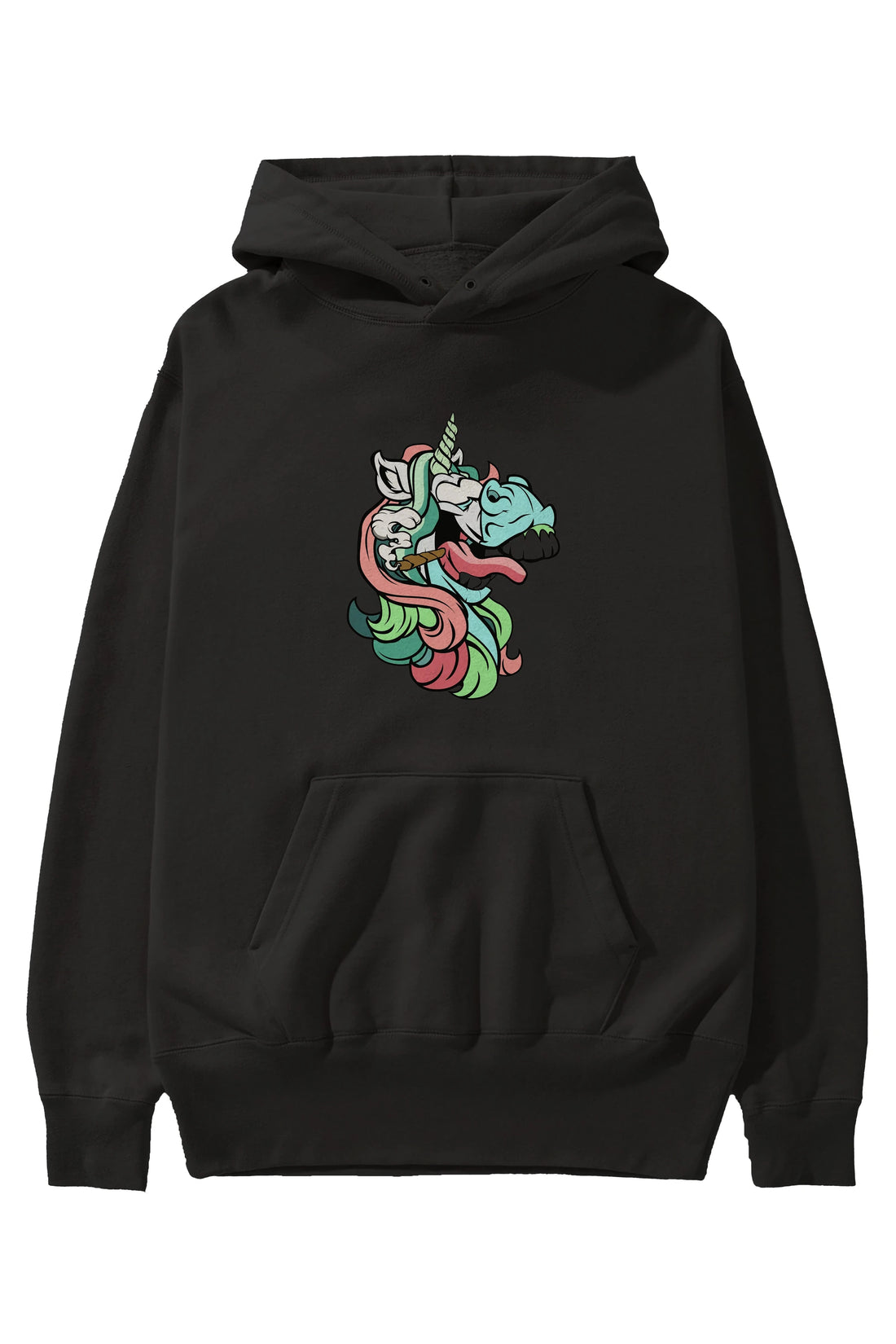 Crazy Unicorn Ön Baskılı Hoodie Oversize Kapüşonlu Sweatshirt Erkek Kadın Unisex