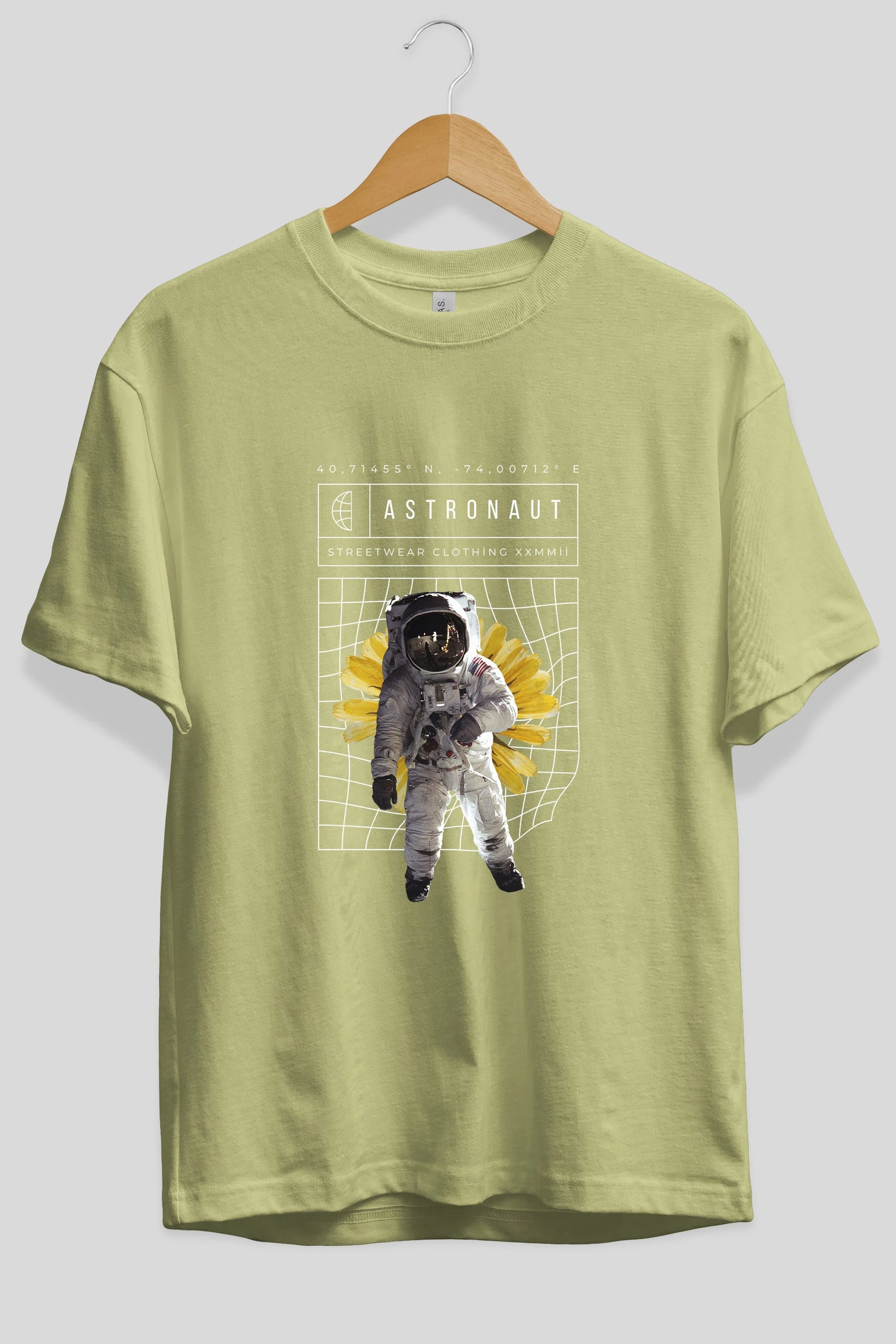 Astronaut Streetwear Ön Baskılı Oversize t-shirt Erkek Kadın Unisex