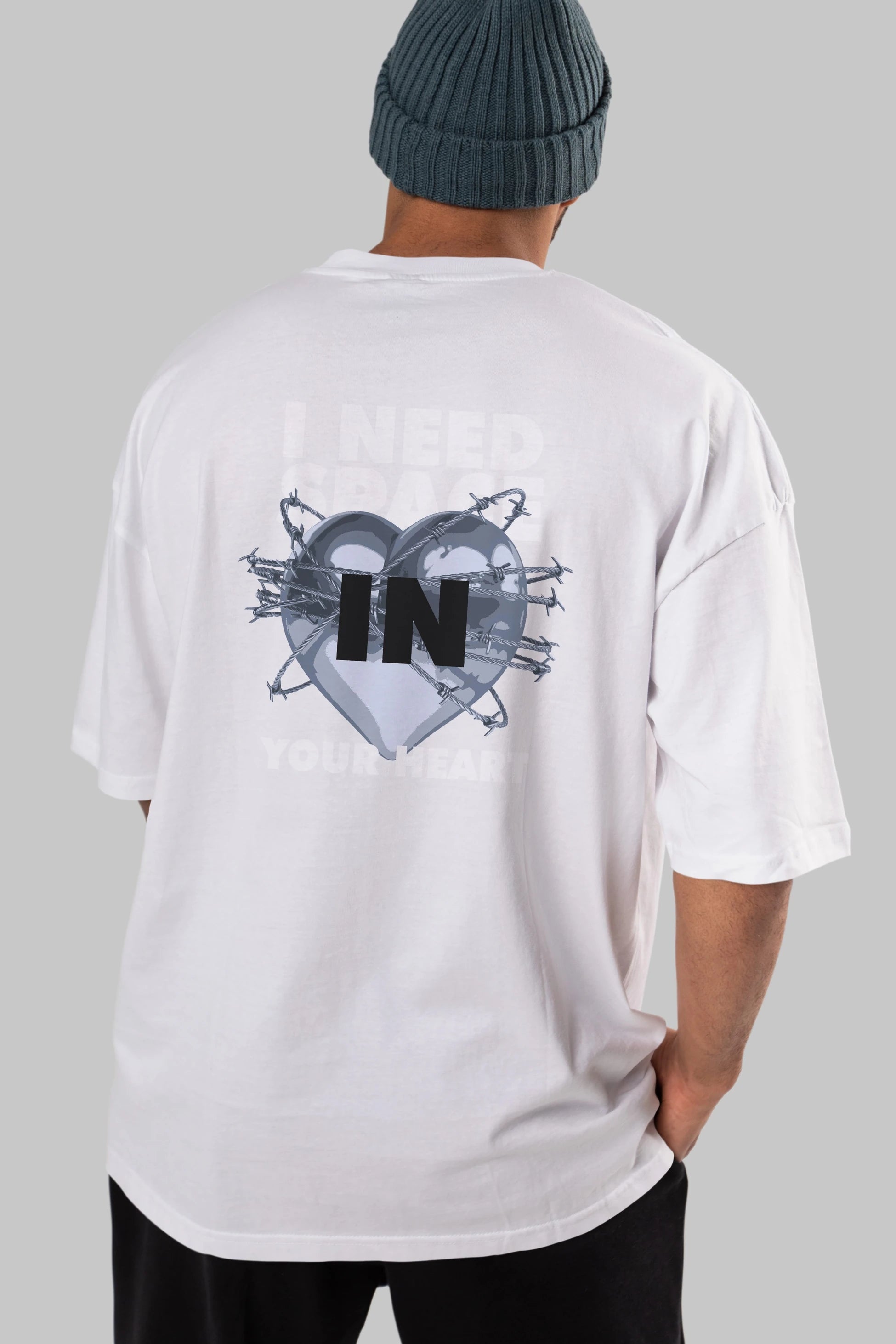 I Need Space Your Heart Arka Baskılı Oversize t-shirt Erkek Kadın Unisex