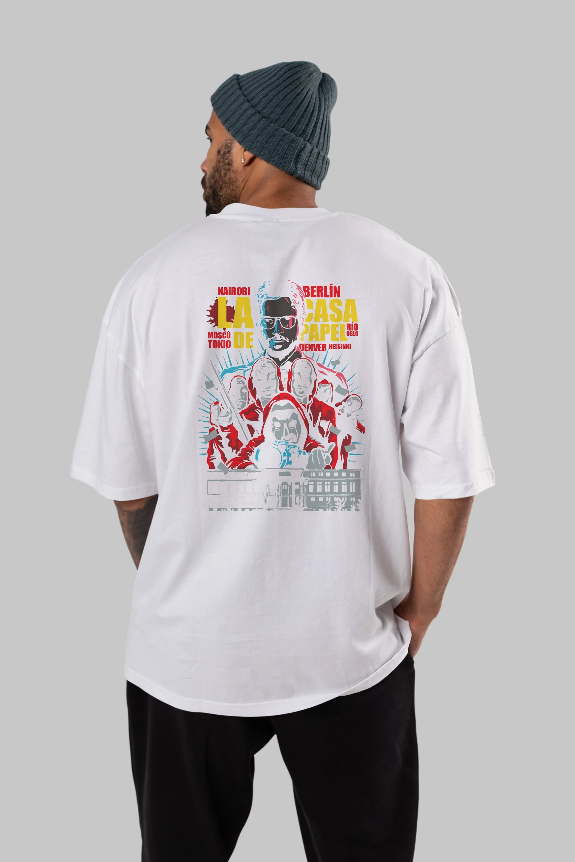 La Casa De Papel (6) Arka Baskılı Oversize t-shirt Erkek Kadın Unisex %100 Pamuk Bisiklet Yaka tişort
