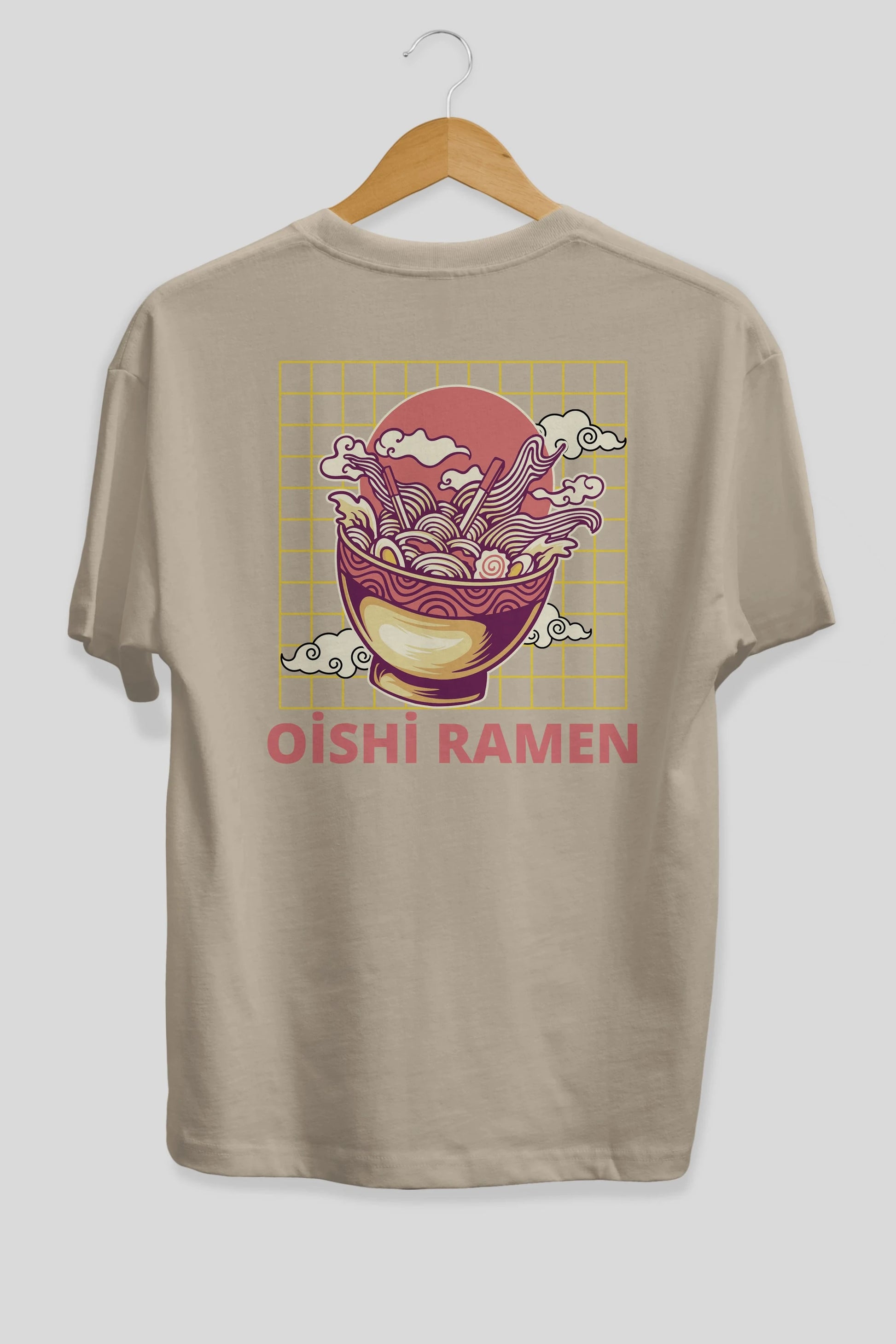 Oishi Ramen Yazılı Arka Baskılı Oversize t-shirt Erkek Kadın Unisex