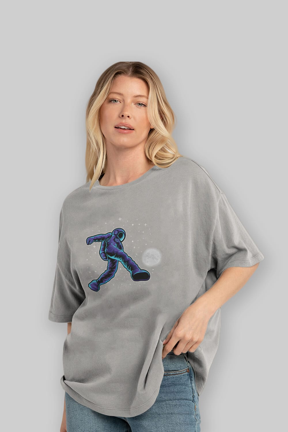 Astroball in Space Ön Baskılı Oversize t-shirt Erkek Kadın Unisex