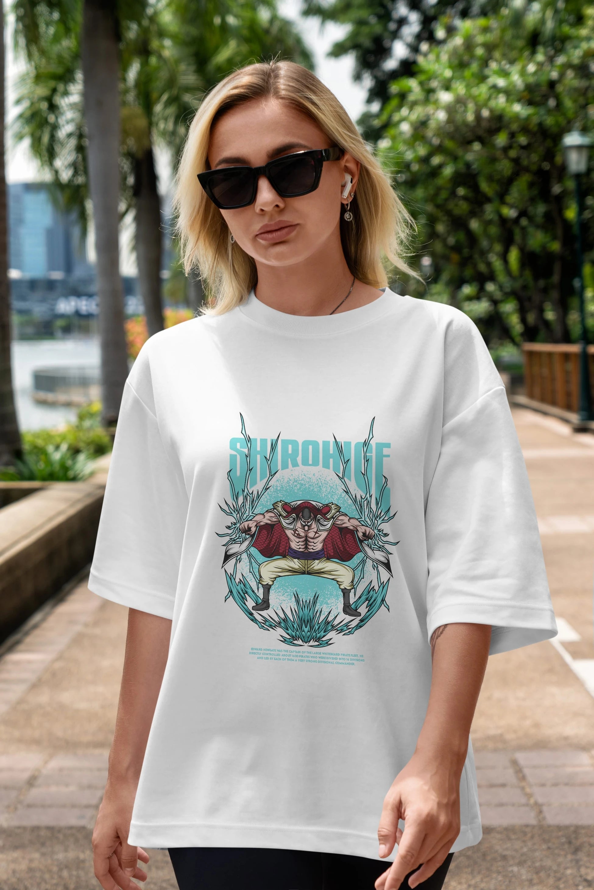 Shirohige Anime Ön Baskılı Oversize t-shirt %100 pamuk Erkek Kadın Unisex