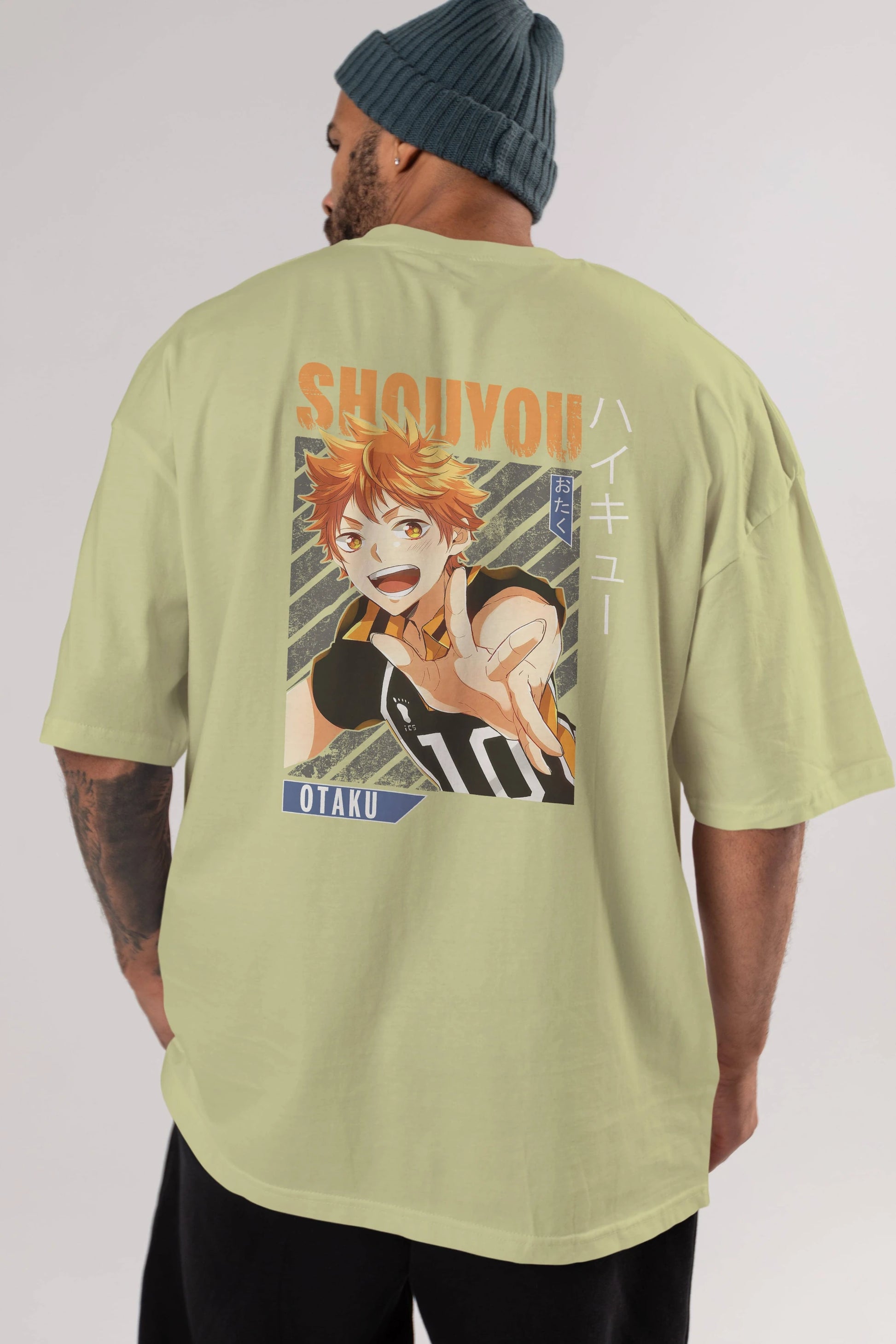 Shouyou Hinata 9 Anime Arka Baskılı Oversize t-shirt Erkek Kadın Unisex
