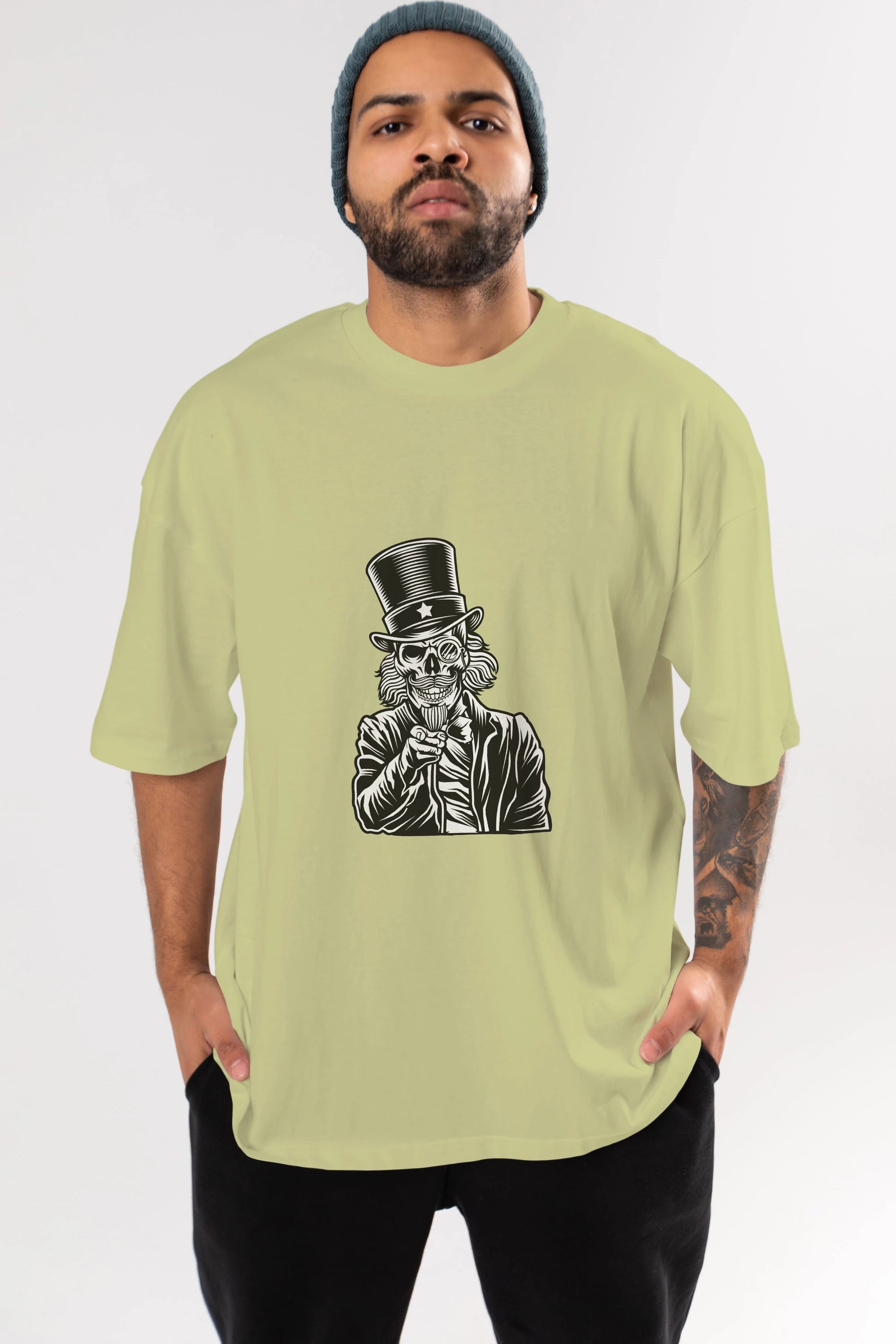 I Want You Skull Ön Baskılı Oversize t-shirt Erkek Kadın Unisex %100 Pamuk tişort