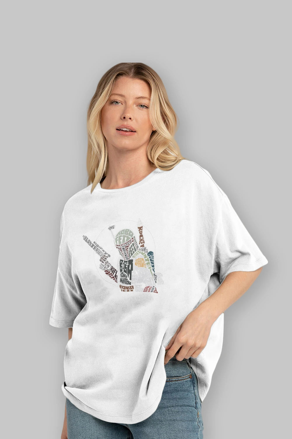 Boba Fett Ön Baskılı Oversize t-shirt %100 pamuk Erkek Kadın Unisex