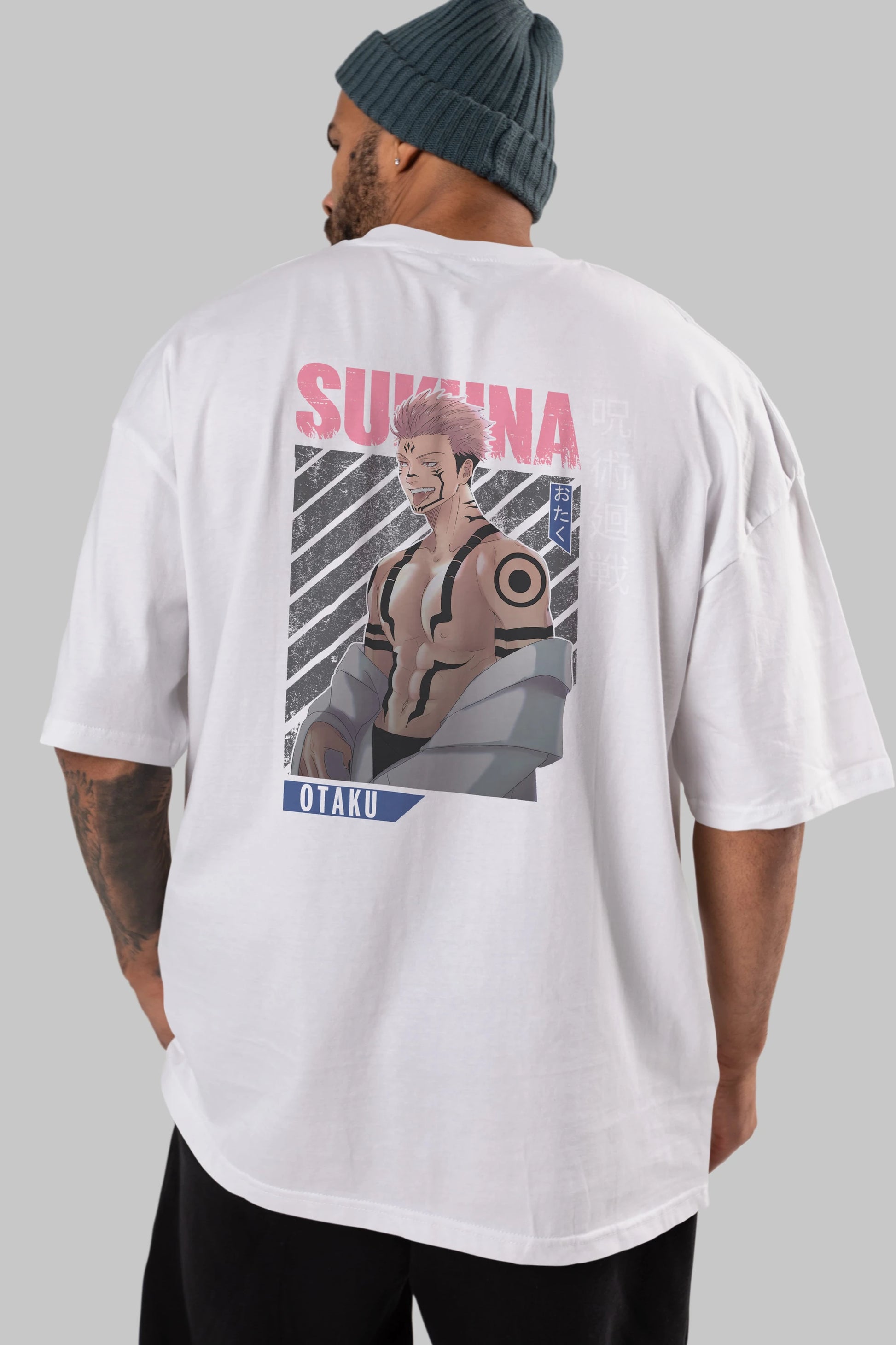 Sukuna Ryoumen Anime Arka Baskılı Oversize t-shirt Erkek Kadın Unisex