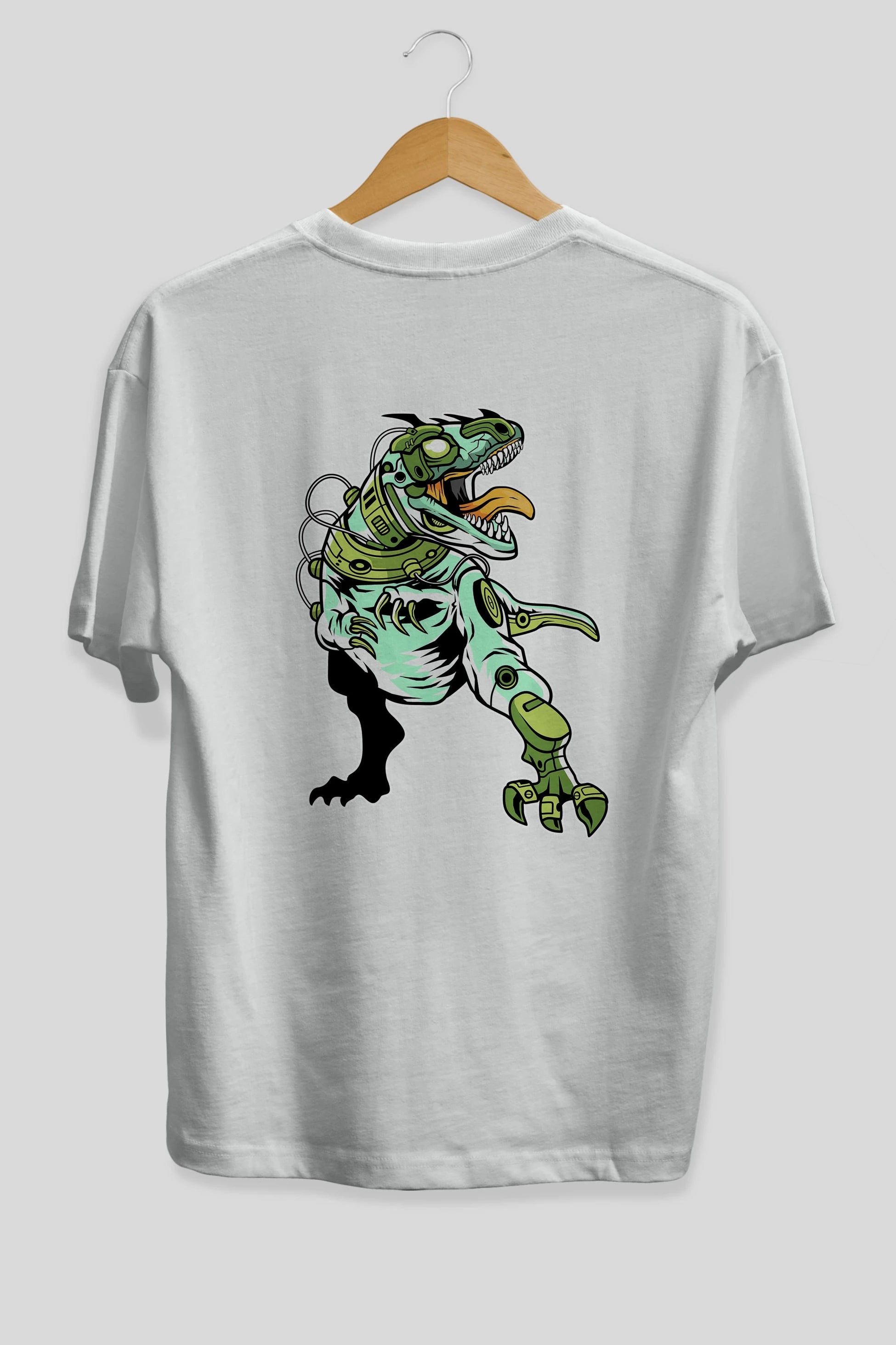 Trex Robot Arka Baskılı Oversize t-shirt Erkek Kadın Unisex %100 Pamuk tişort