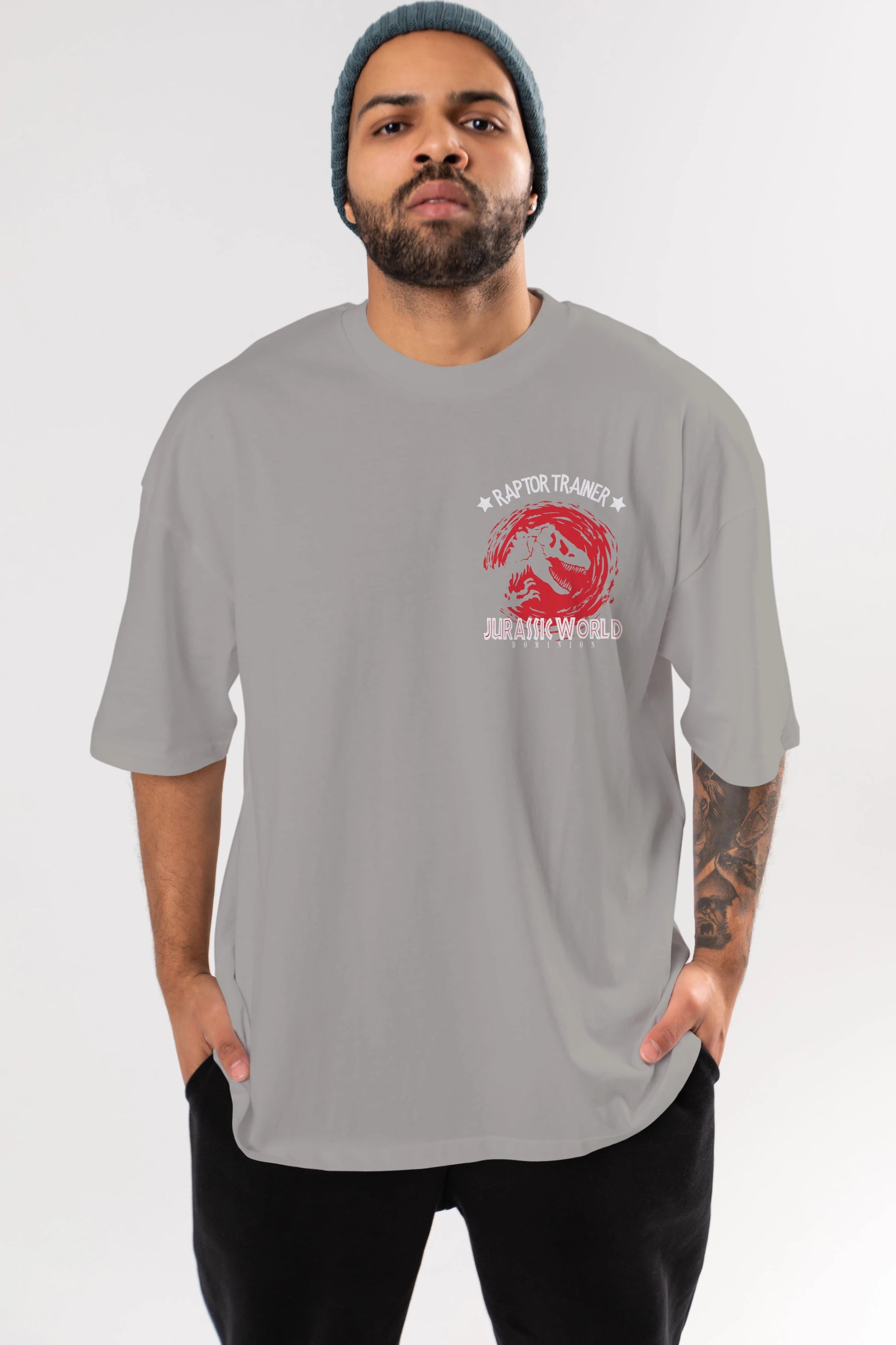 Jurassic Park (3) Ön Sol Baskılı Oversize t-shirt Erkek Kadın Unisex %100 Pamuk Bisiklet Yaka tişort