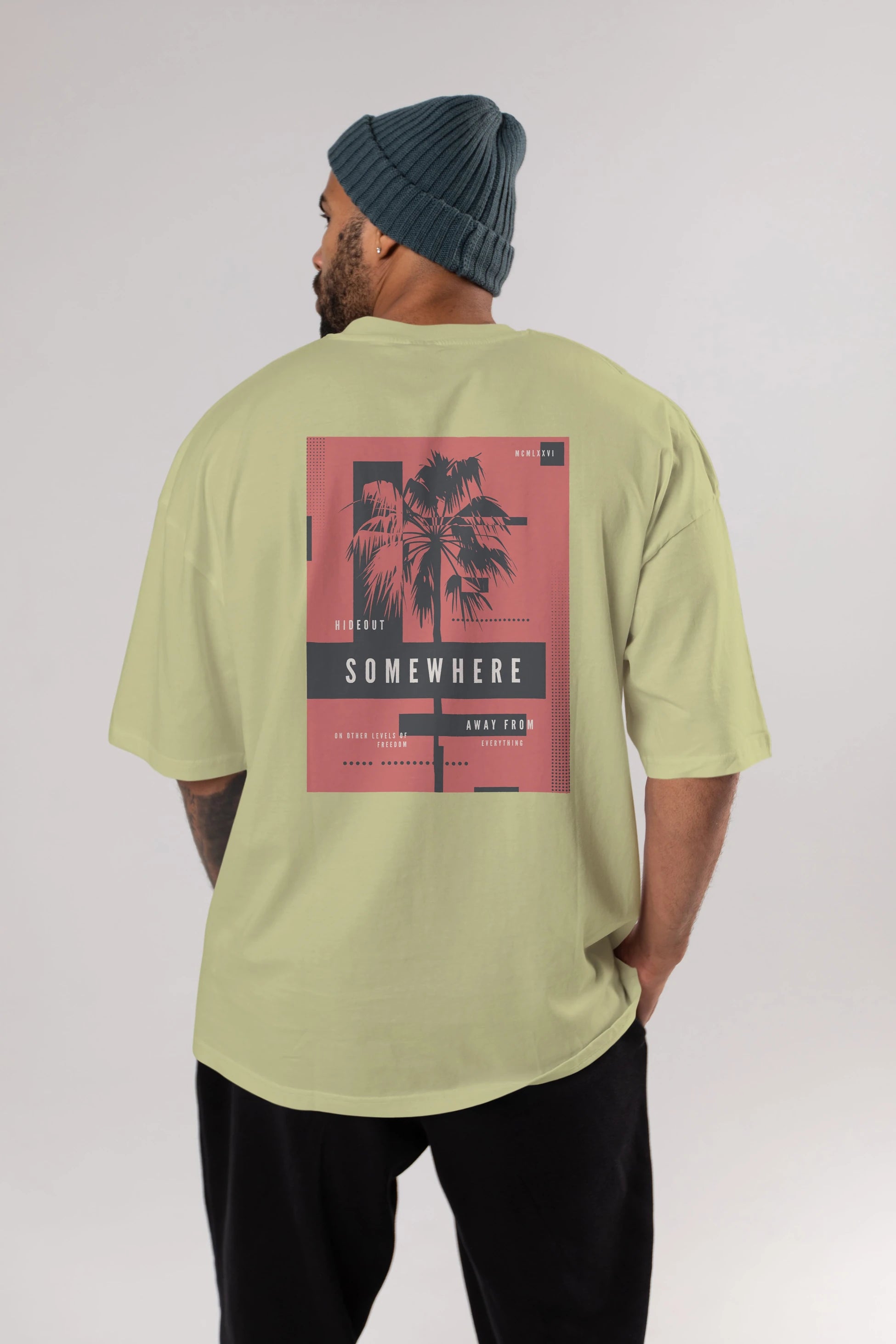 Hideout Somewhere Arka Baskılı Oversize t-shirt Erkek Kadın Unisex