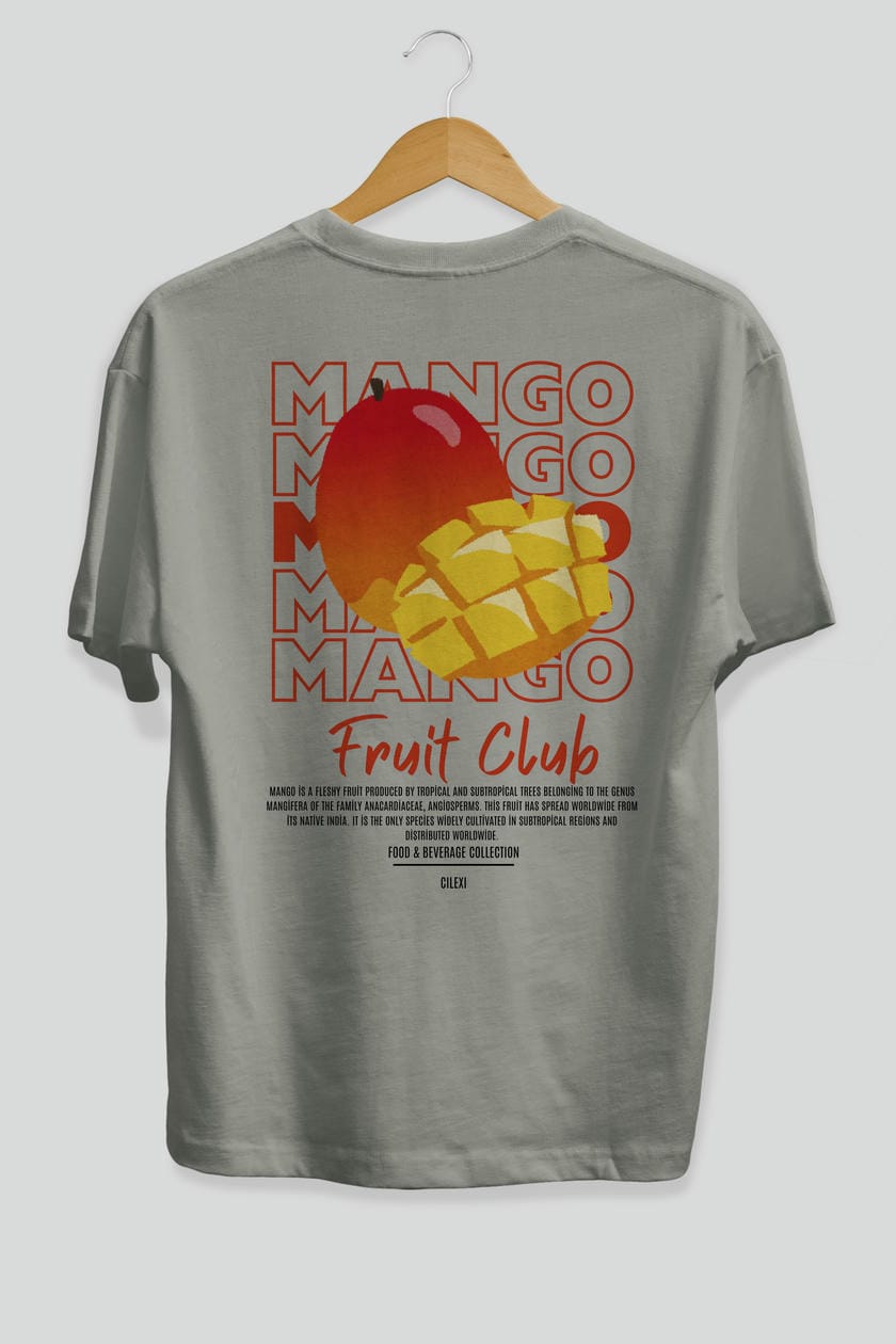 Mango Arka Baskılı Oversize t-shirt Erkek Kadın Pamuk Bisiklet Yaka tişort