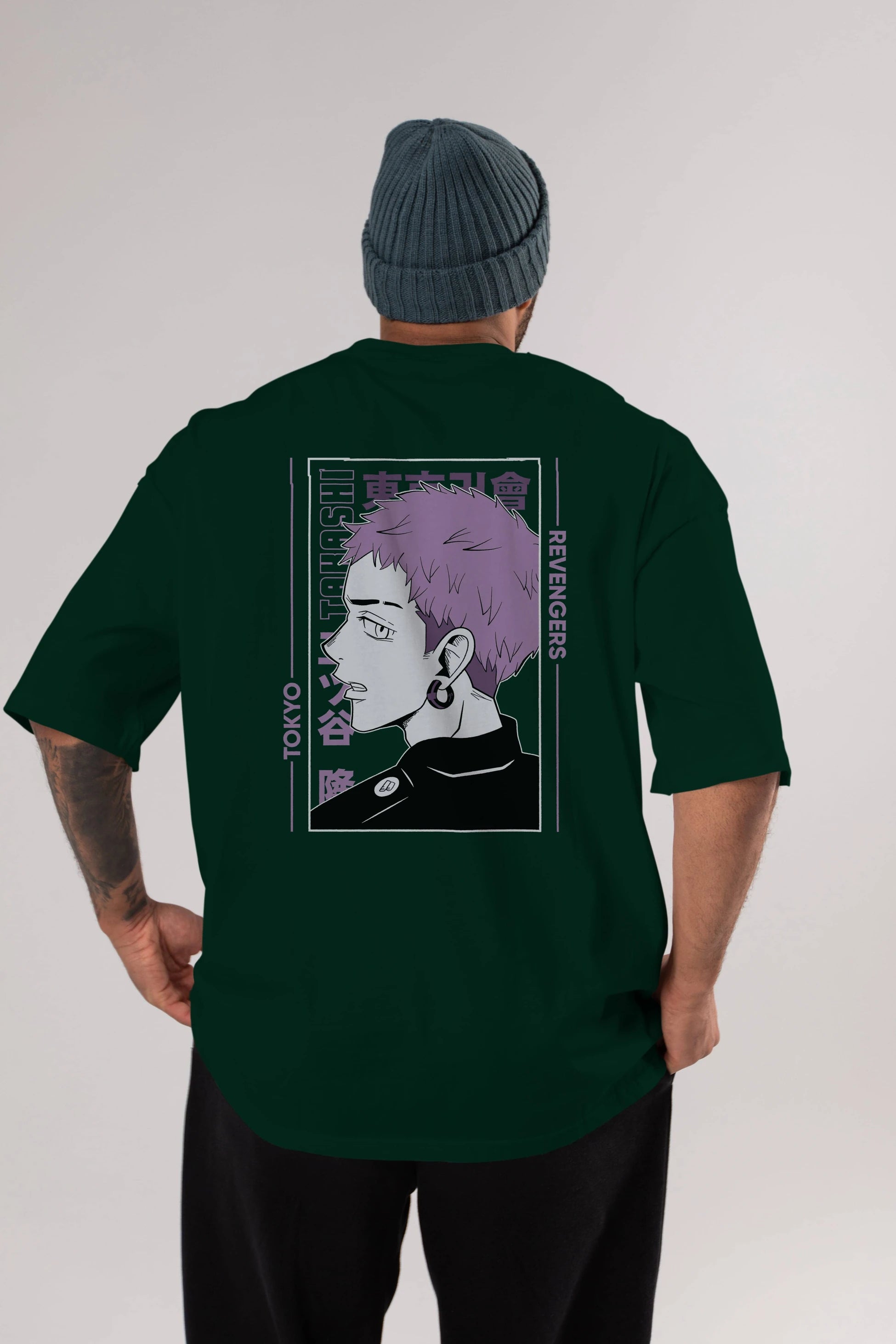 Takashi Mitsuya Anime Arka Baskılı Oversize t-shirt Erkek Kadın Unisex