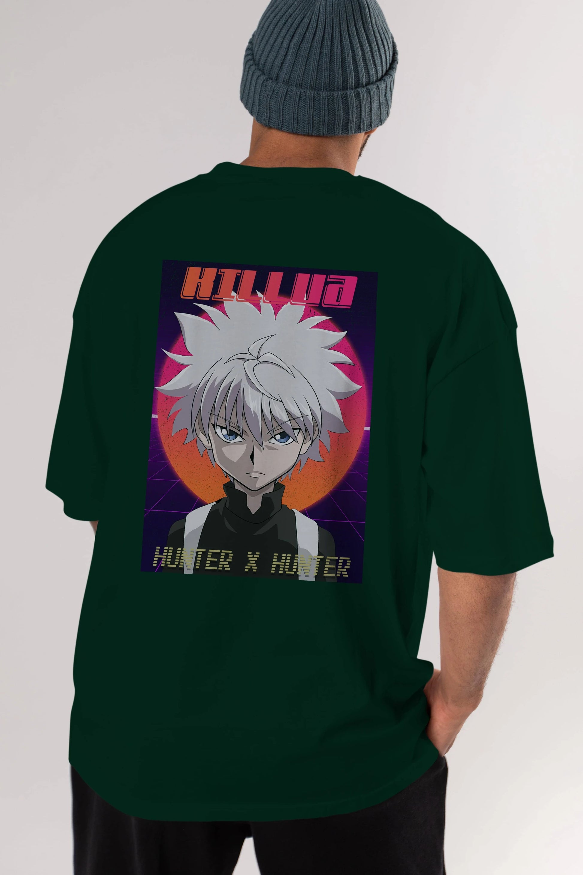 Killua Zoldyck 12 1 Anime Arka Baskılı Oversize t-shirt Erkek Kadın Unisex