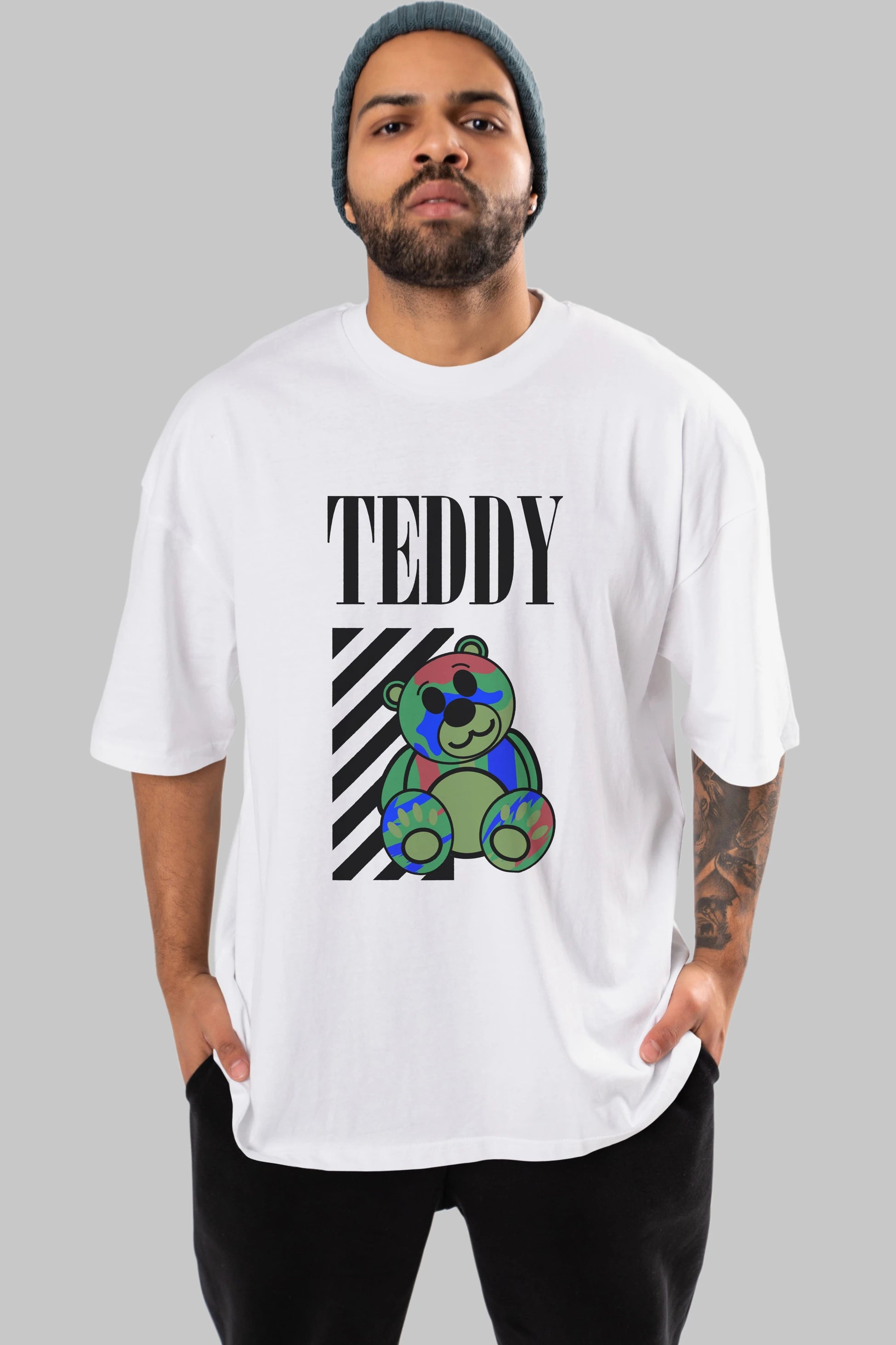 Teddy Bear 2 Ön Baskılı Oversize t-shirt Erkek Kadın Unisex