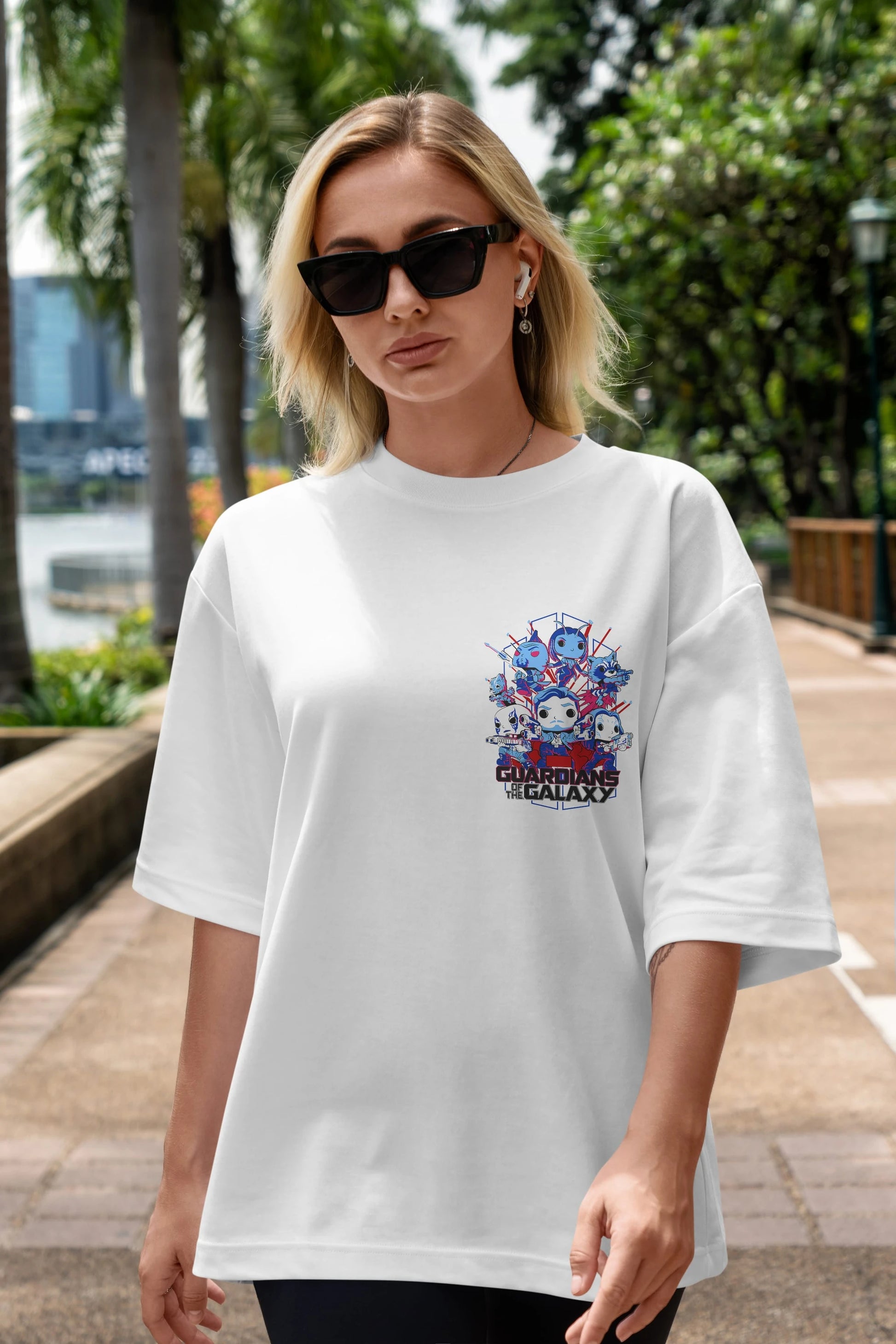 Guardians of the Galaxy Ön Sol Baskılı Oversize t-shirt Erkek Kadın Unisex %100 Pamuk Bisiklet Yaka tişort