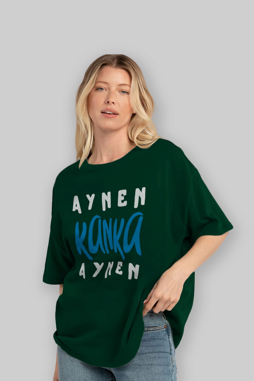 Aynen Kanka Aynen Yazılı Ön Baskılı Oversize t-shirt Erkek Kadın Unisex