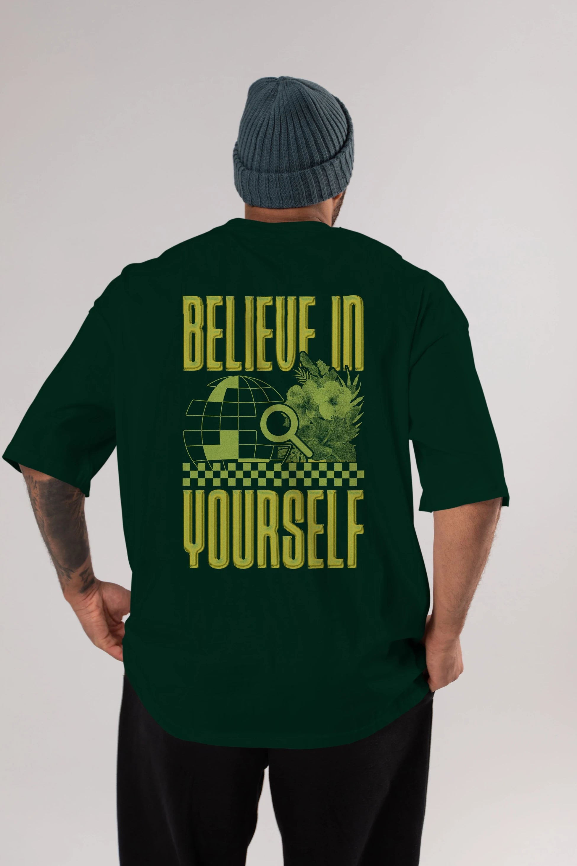 Believe in Yourself Yellow Arka Baskılı Oversize t-shirt Erkek Kadın Unisex