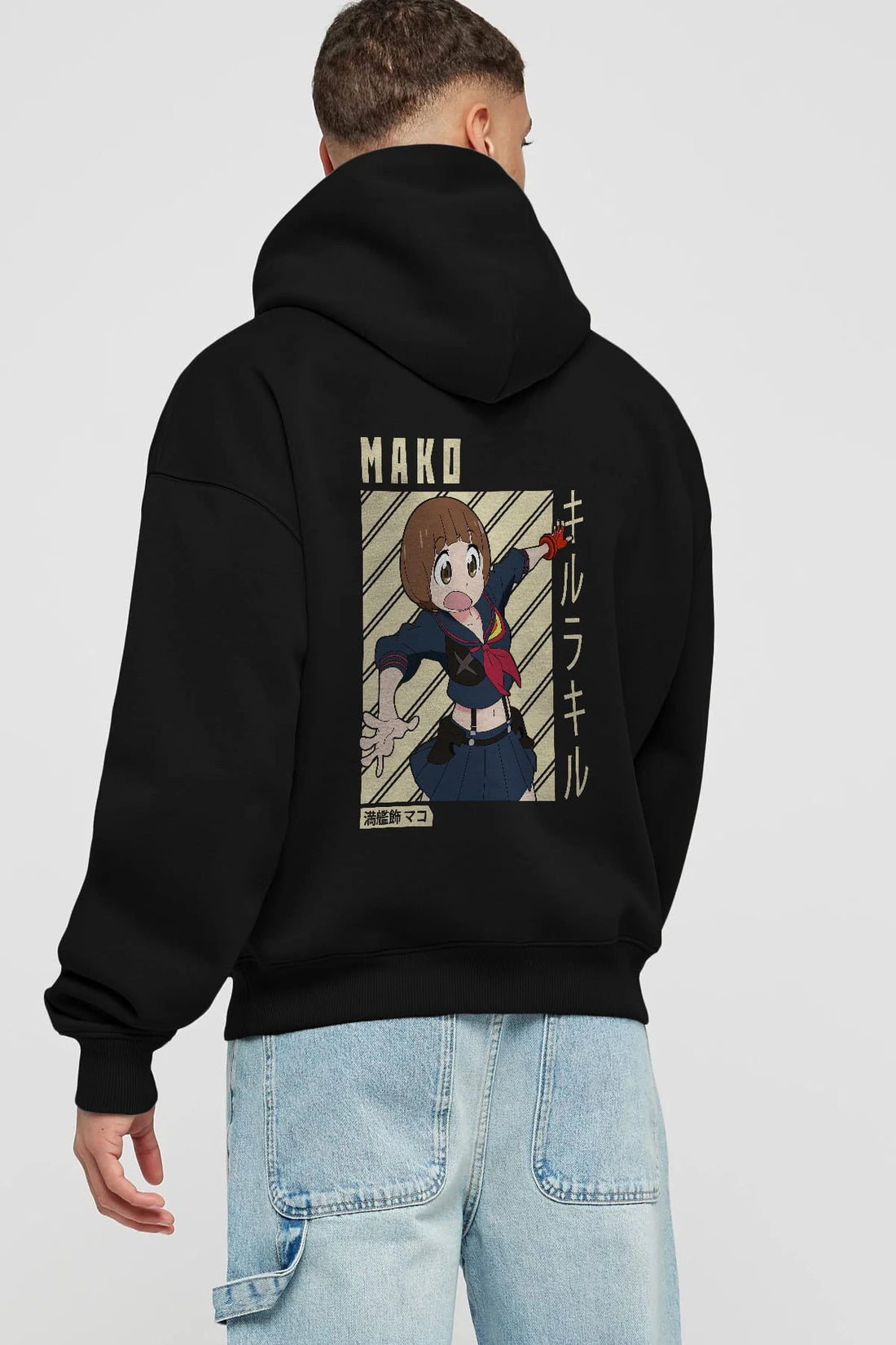 Mako Mankanshoku 1 Anime Arka Baskılı Hoodie Oversize Kapüşonlu Sweatshirt Erkek Kadın Unisex