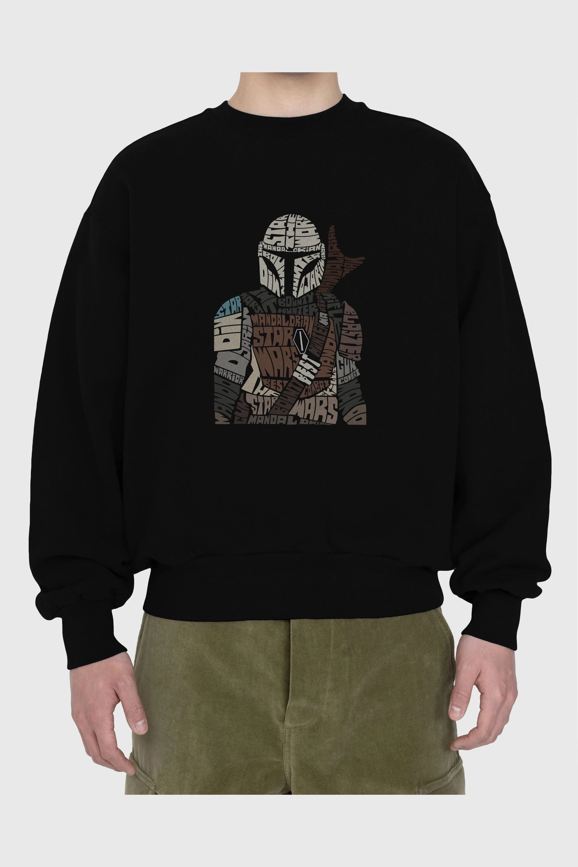 Mandalorian Ön Baskılı Oversize Sweatshirt Erkek Kadın Unisex