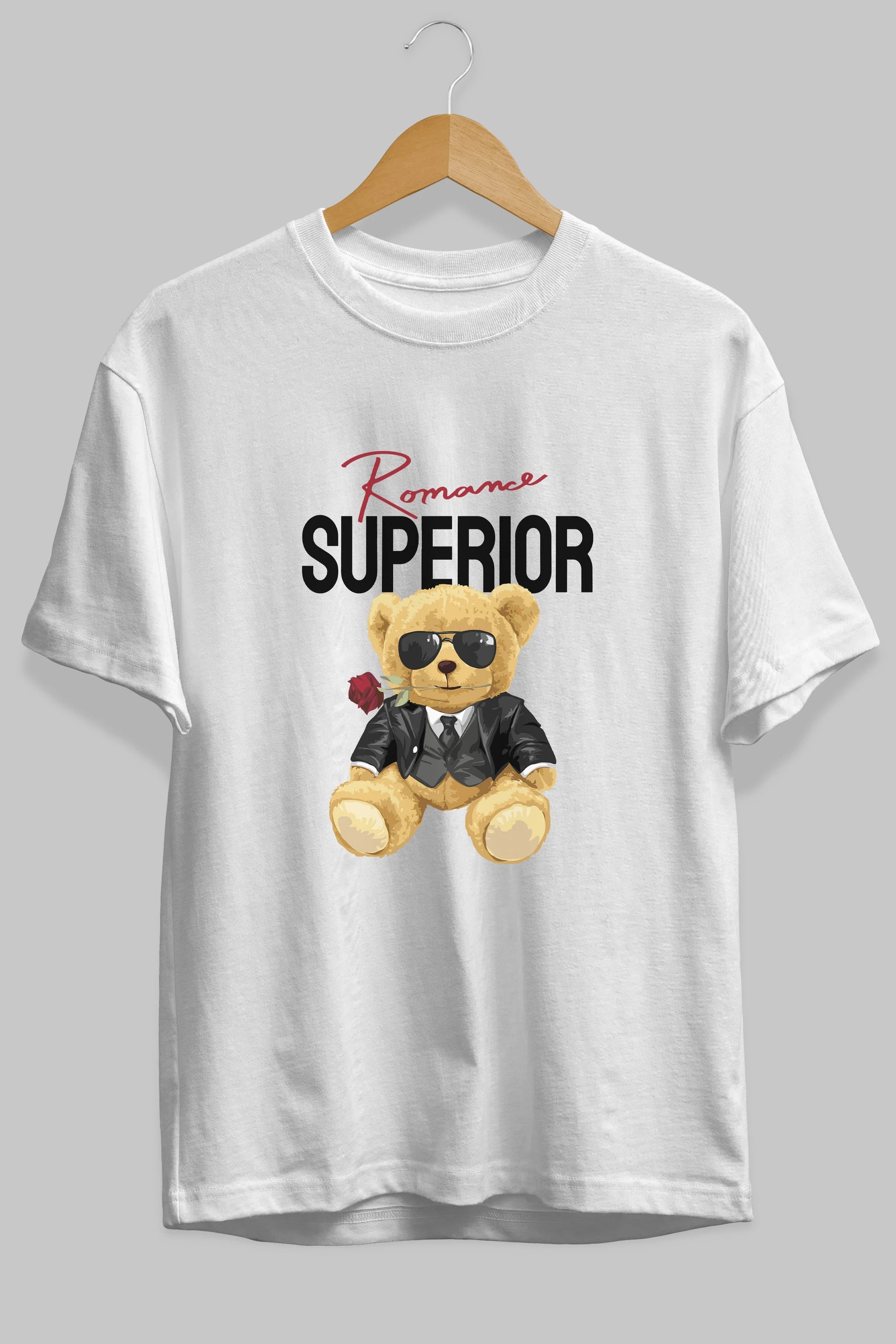 Teddy Bear Romance Superior Ön Baskılı Oversize t-shirt Erkek Kadın Unisex %100 Pamuk