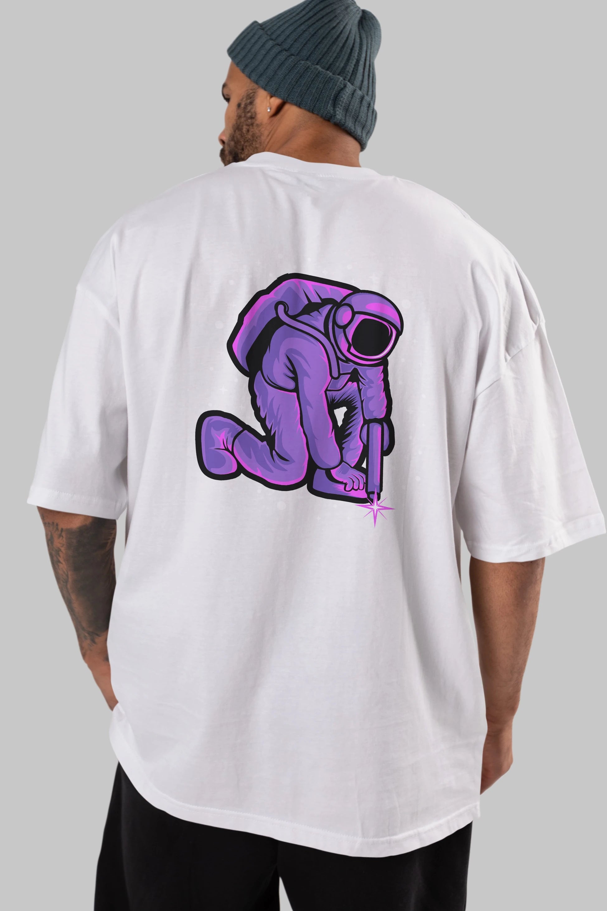 Welding in Space Arka Baskılı Oversize t-shirt Erkek Kadın Unisex