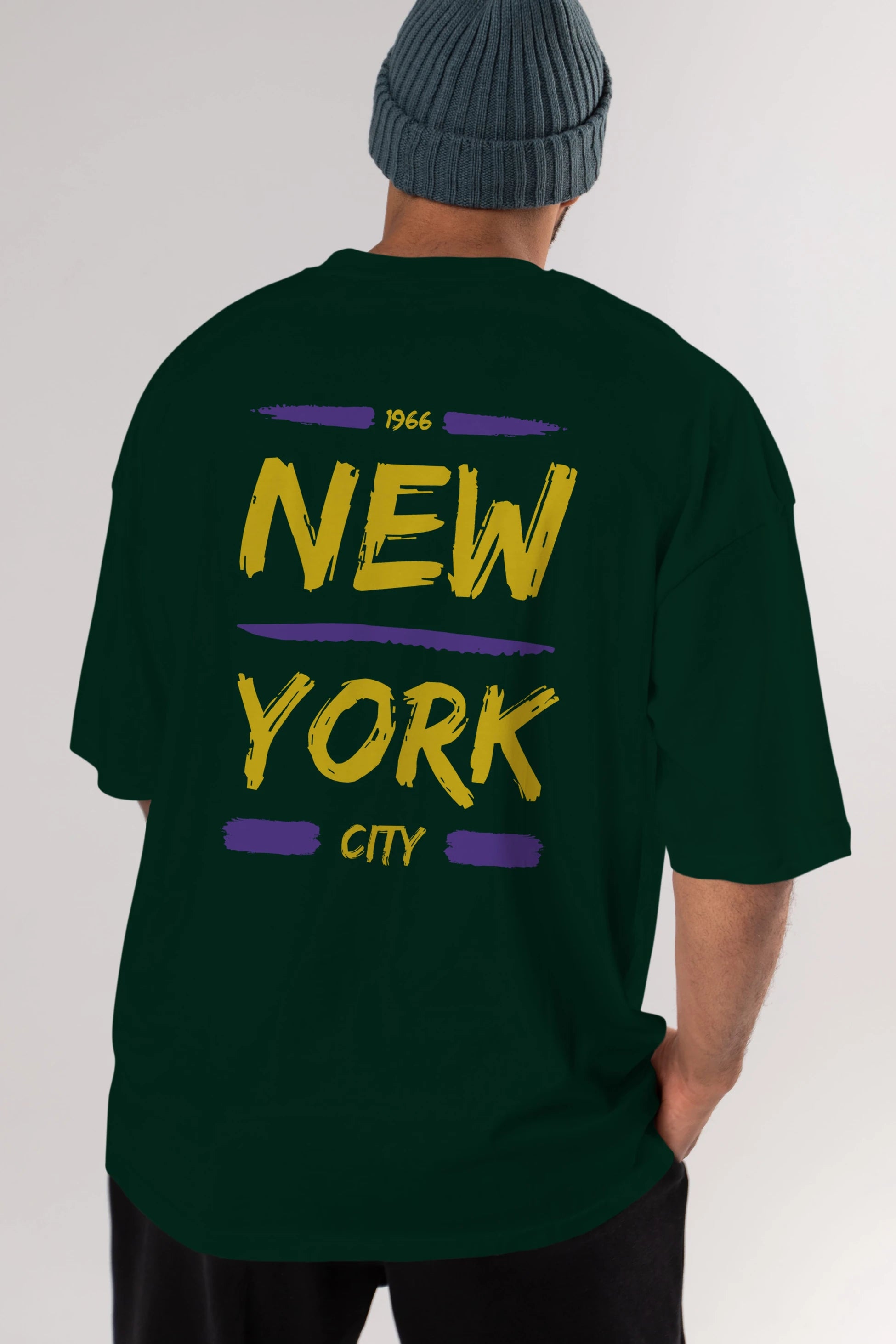 New York City 2 Arka Baskılı Oversize t-shirt Erkek Kadın Unisex