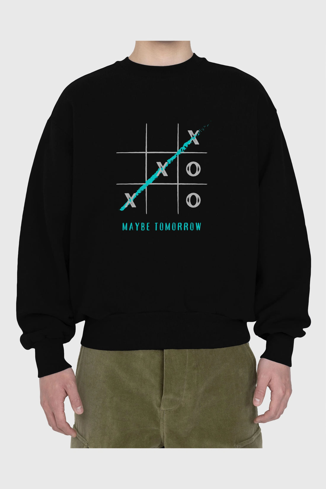 Maybe Tomorrow Yazılı Ön Baskılı Oversize Sweatshirt Erkek Kadın Unisex