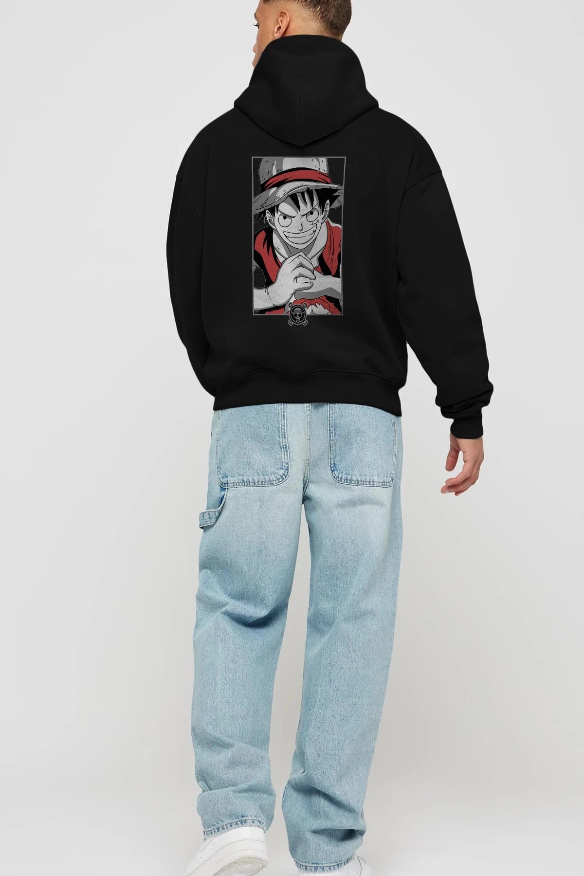 LUFF D. MONKEY OnePiece Anime Arka Baskılı Hoodie Oversize Kapüşonlu Sweatshirt Erkek Kadın Unisex