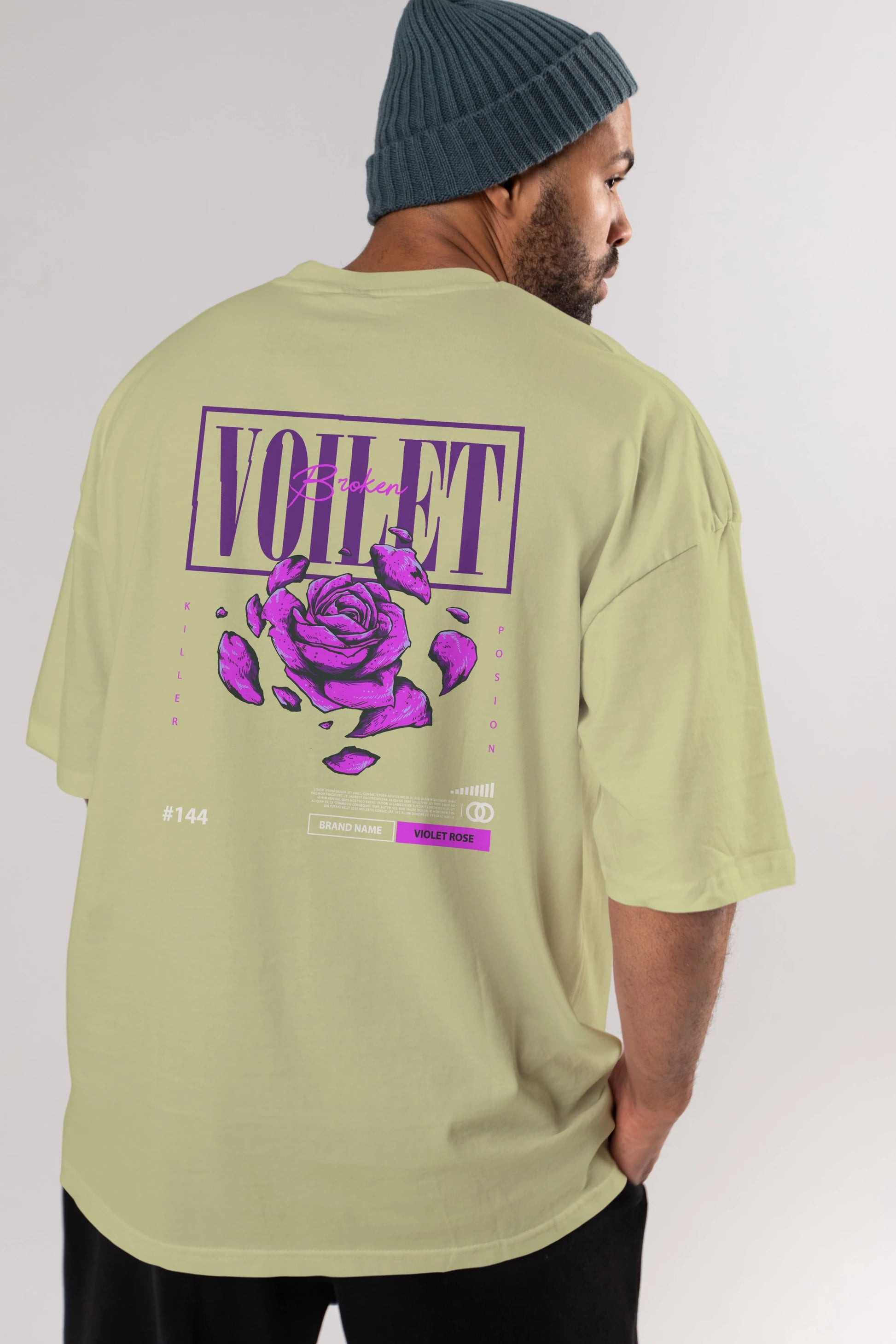 Voilet Broken Arka Baskılı Oversize t-shirt Erkek Kadın Unisex