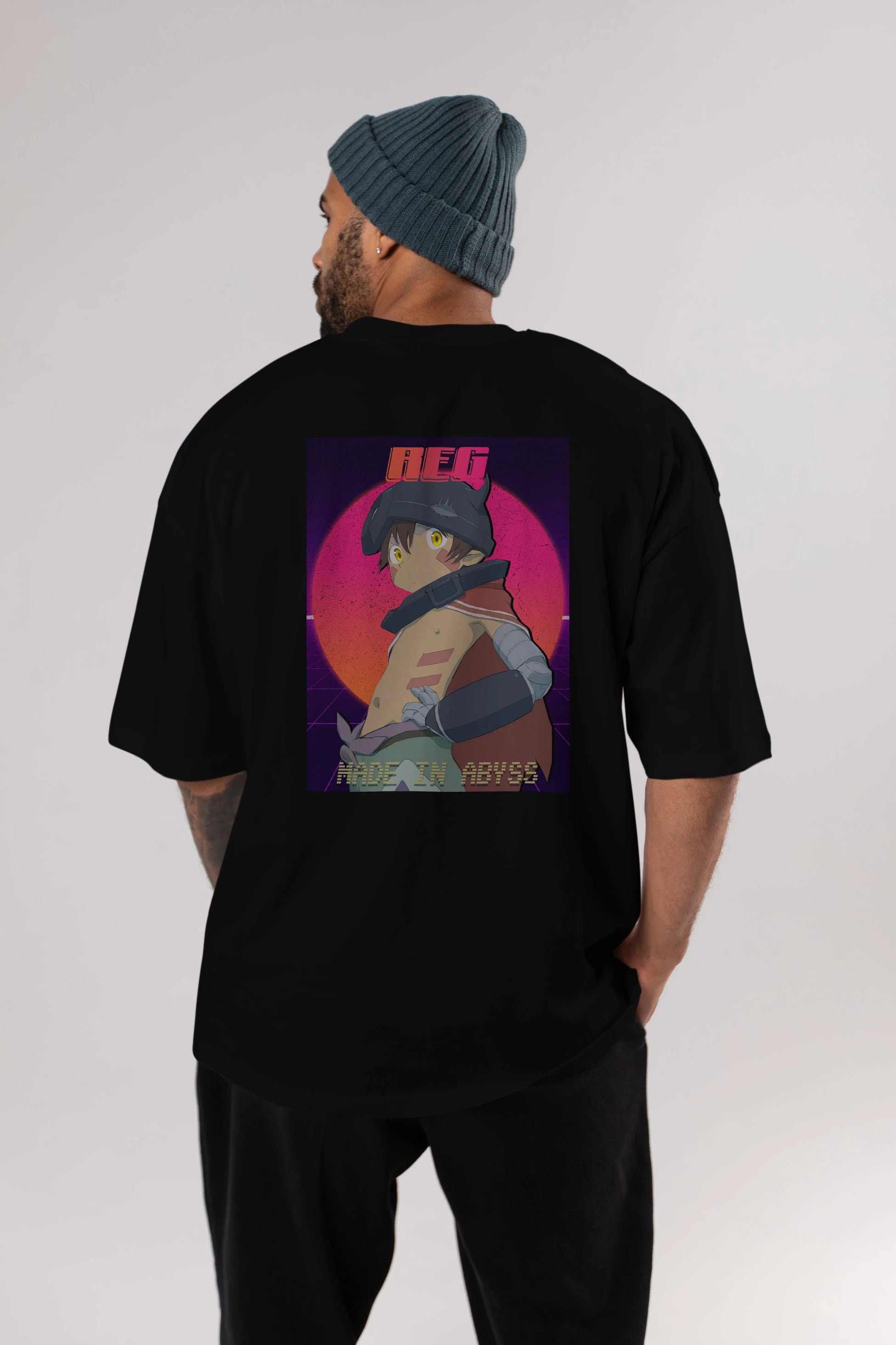 Reg 7 Anime Arka Baskılı Oversize t-shirt Erkek Kadın Unisex