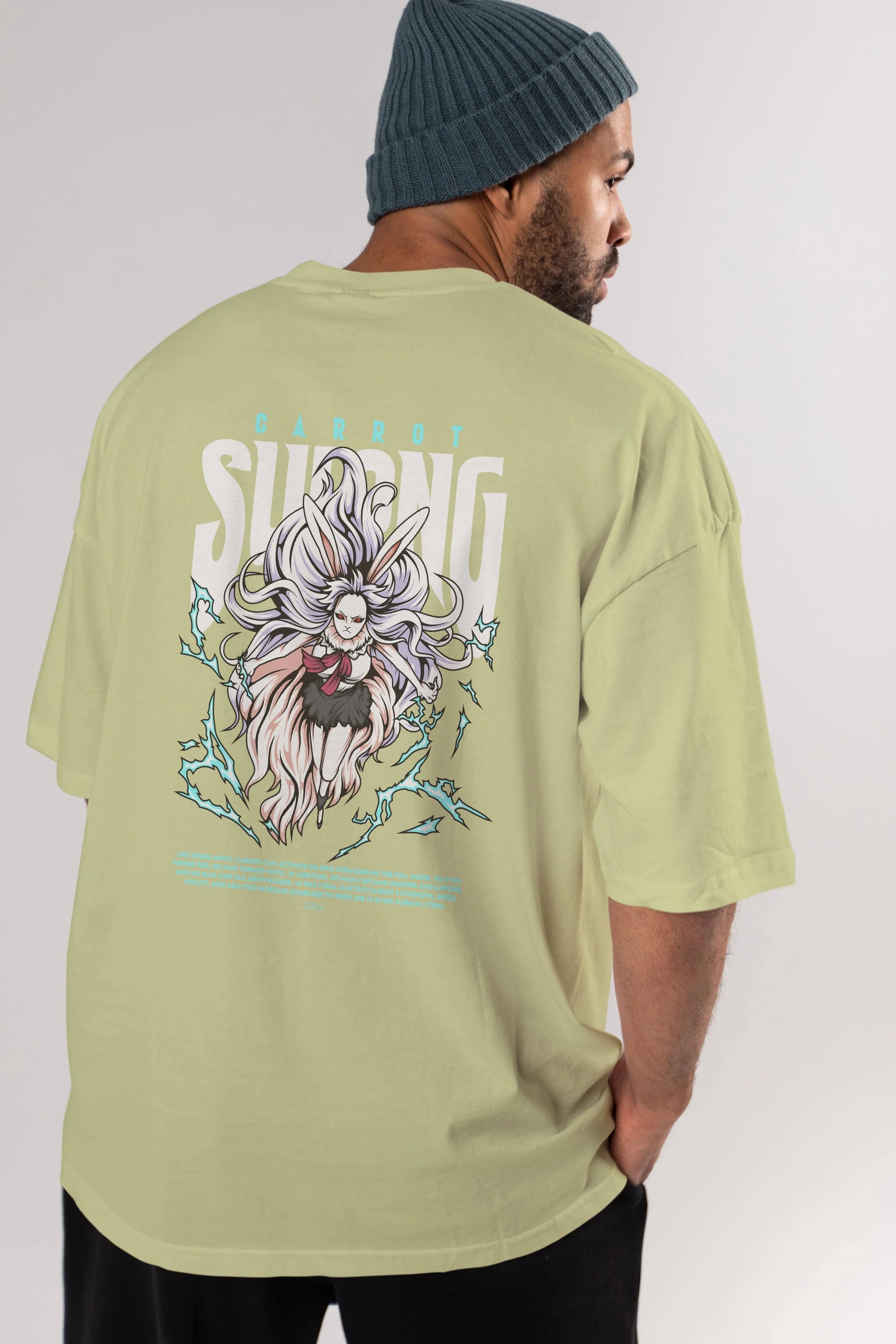 Carrot Sulong Anime Arka Baskılı Oversize t-shirt Erkek Kadın Unisex