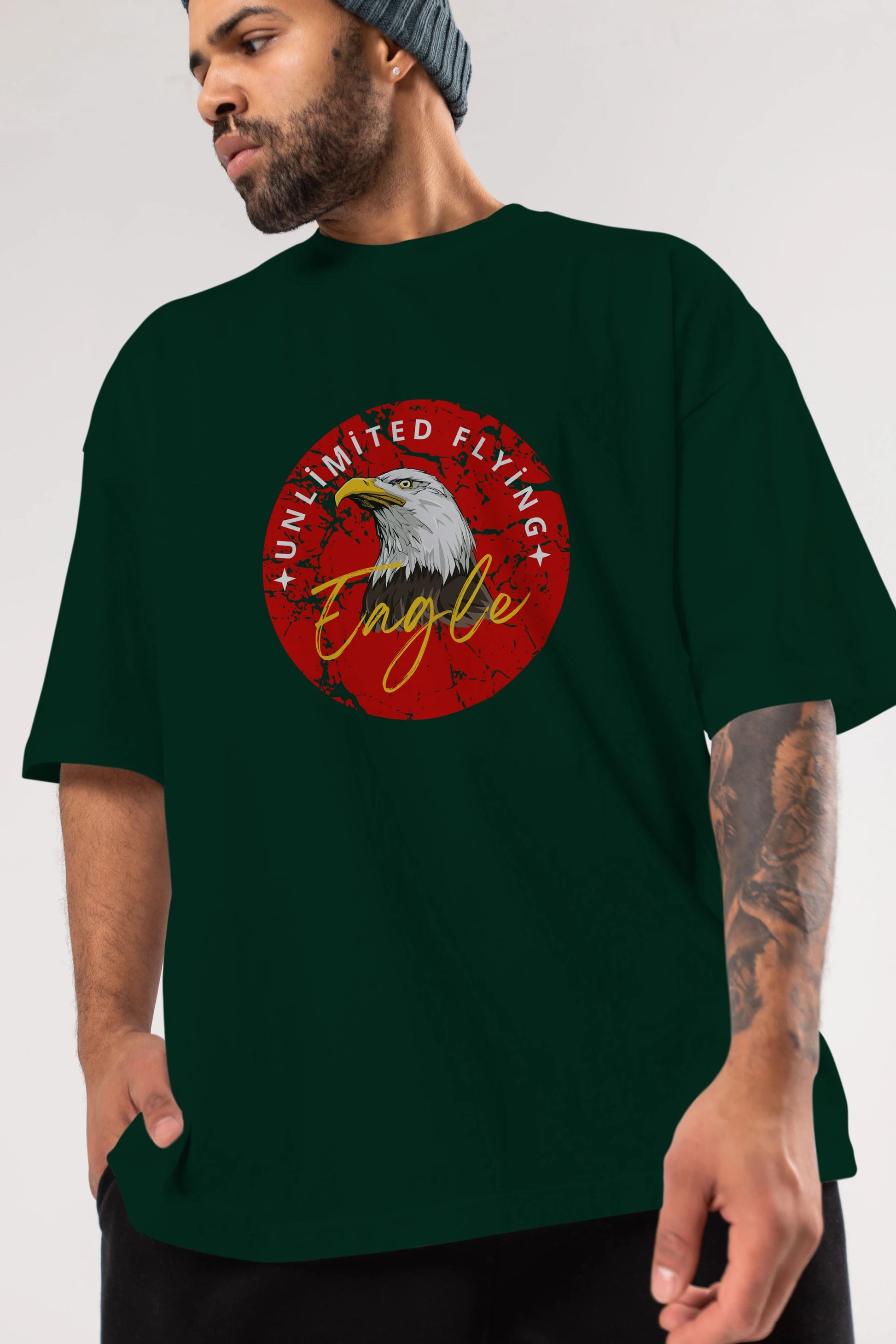 Unlimited Flying Yazılı Ön Baskılı Oversize t-shirt Erkek Kadın Unisex