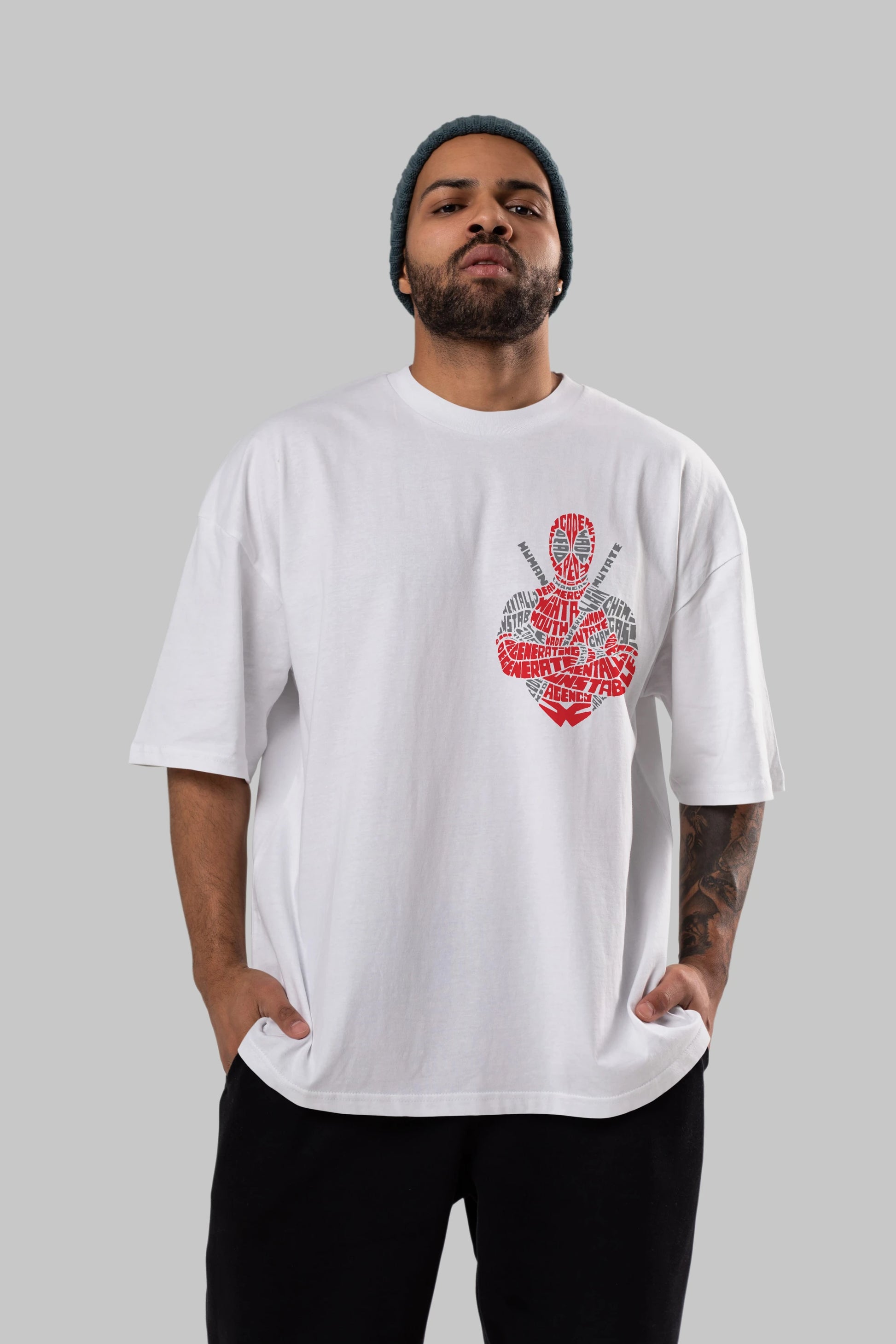 Deadpool (16) Ön Sol Baskılı Oversize t-shirt Erkek Kadın Unisex %100 Pamuk Bisiklet Yaka tişort