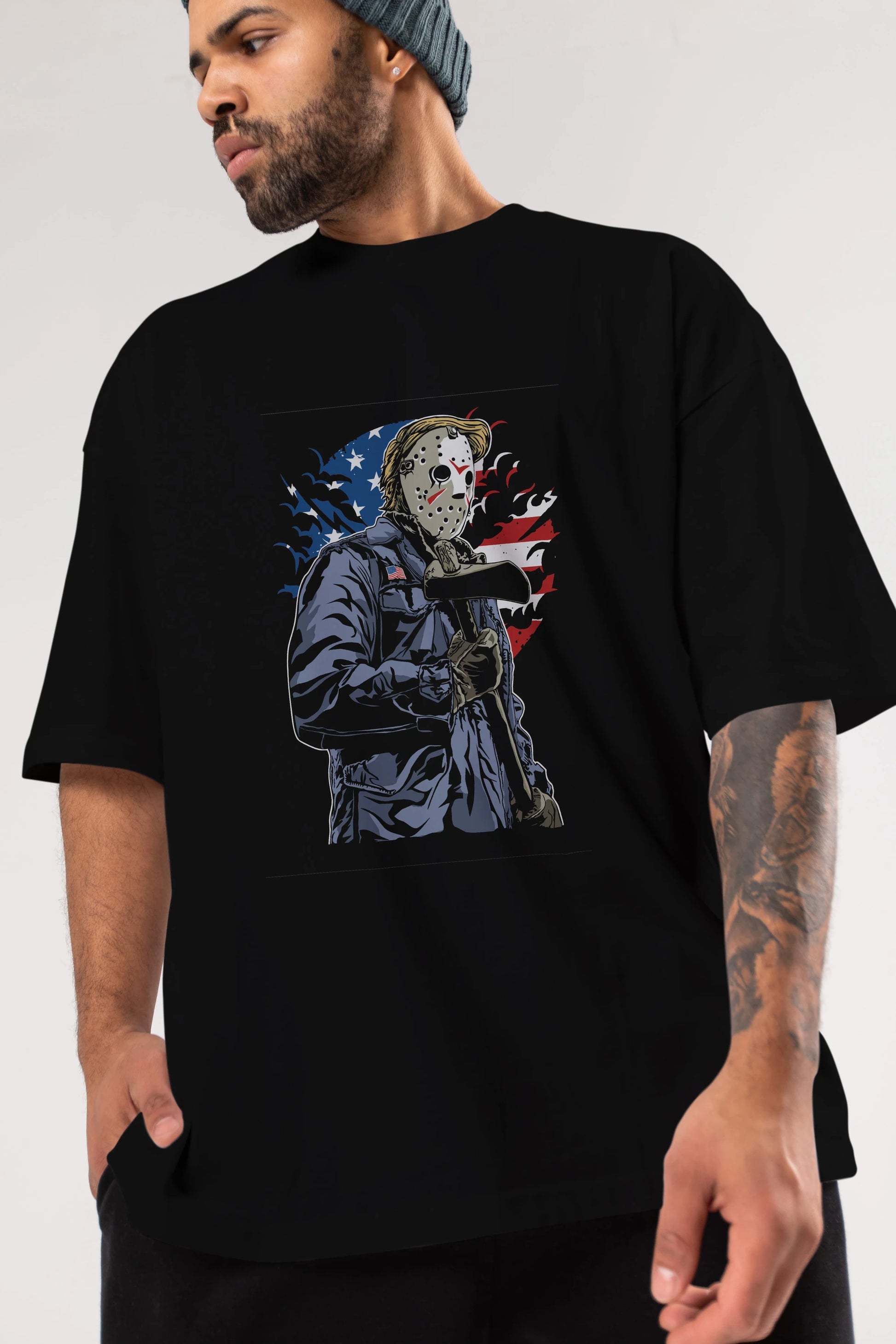 American Killer Ön Baskılı Oversize t-shirt Erkek Kadın Unisex %100 Pamuk tişort
