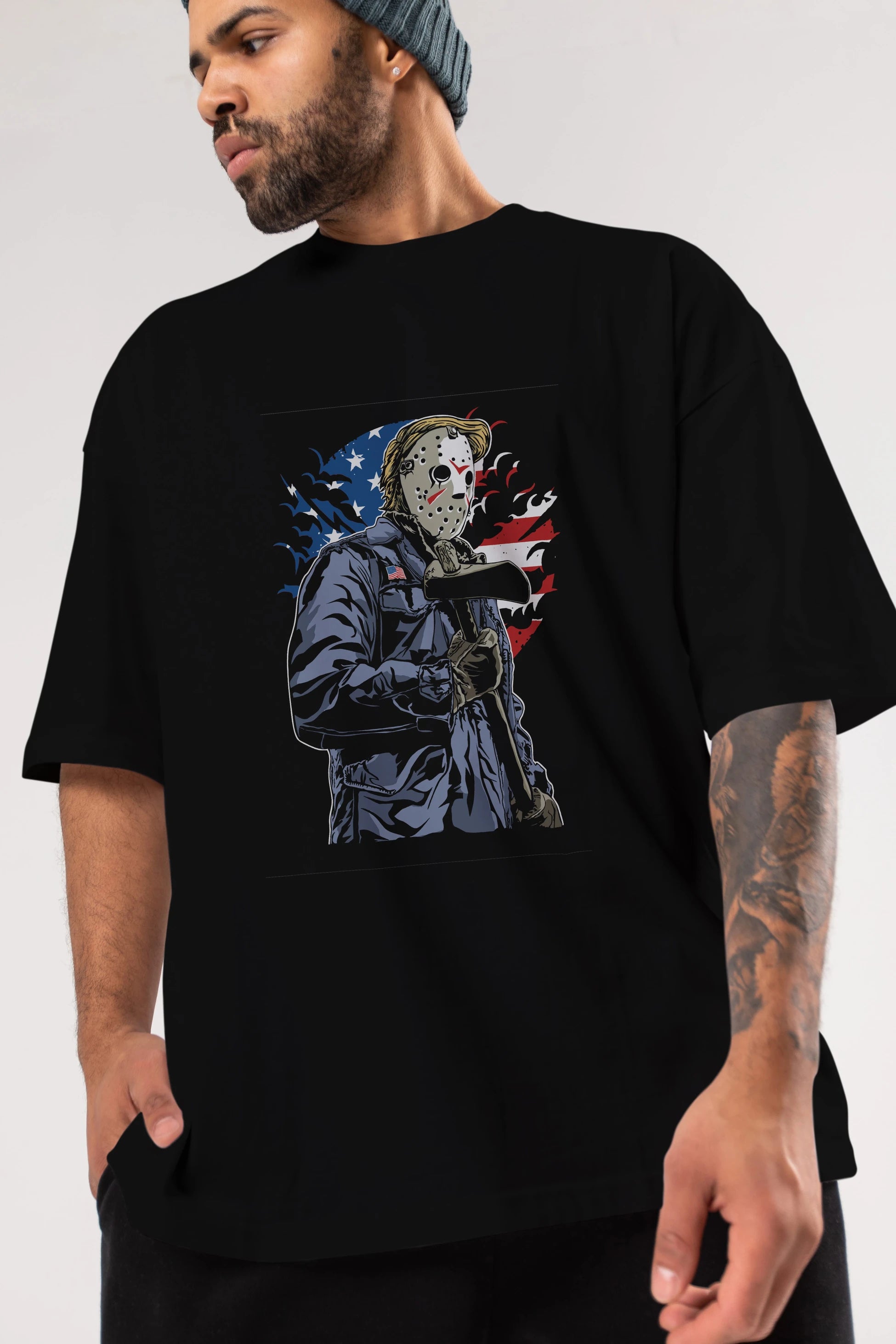 American Killer Ön Baskılı Oversize t-shirt Erkek Kadın Unisex %100 Pamuk tişort