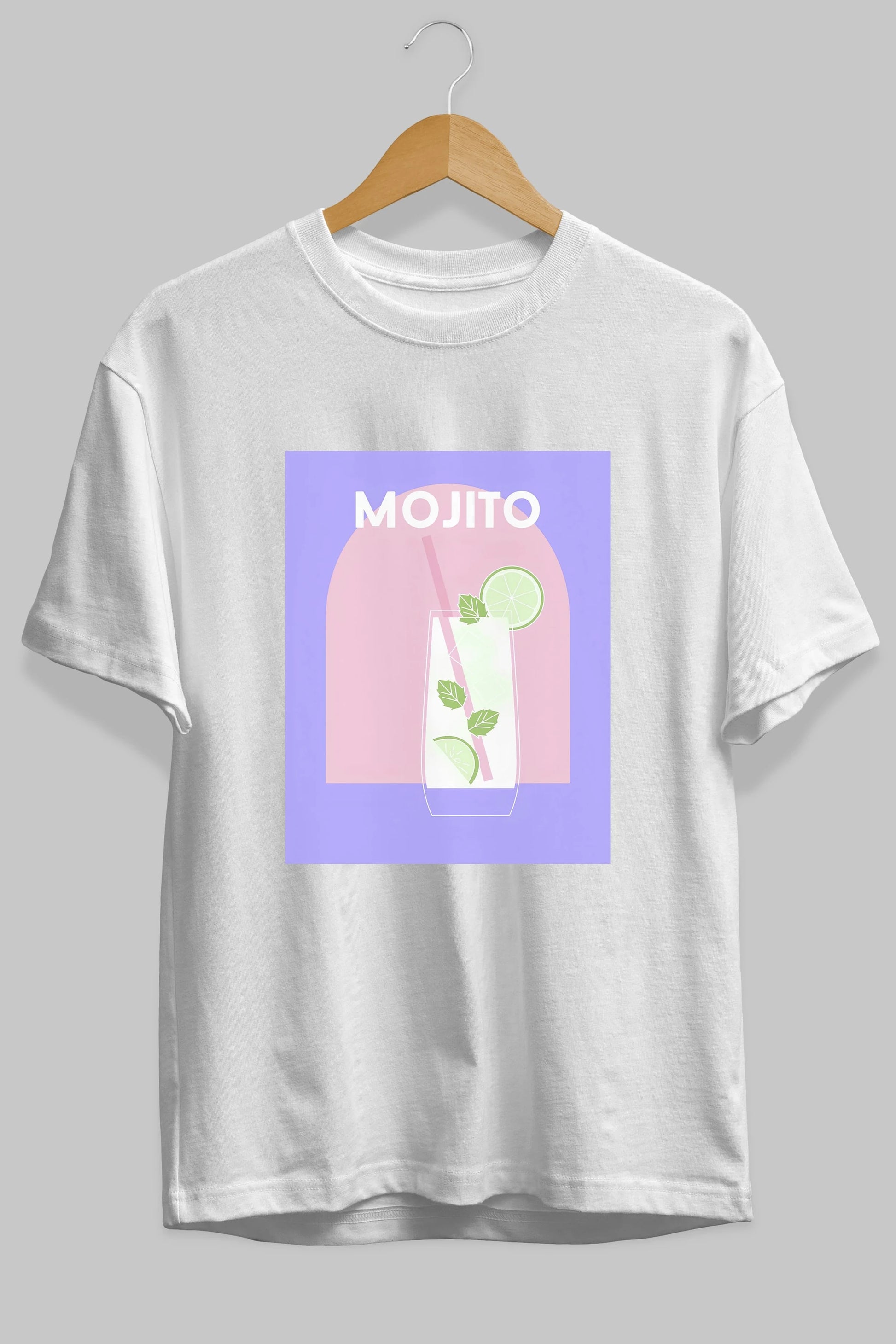Mojito 2 Ön Baskılı Oversize t-shirt Erkek Kadın Unisex %100 Pamuk Bisiklet Yaka tişort