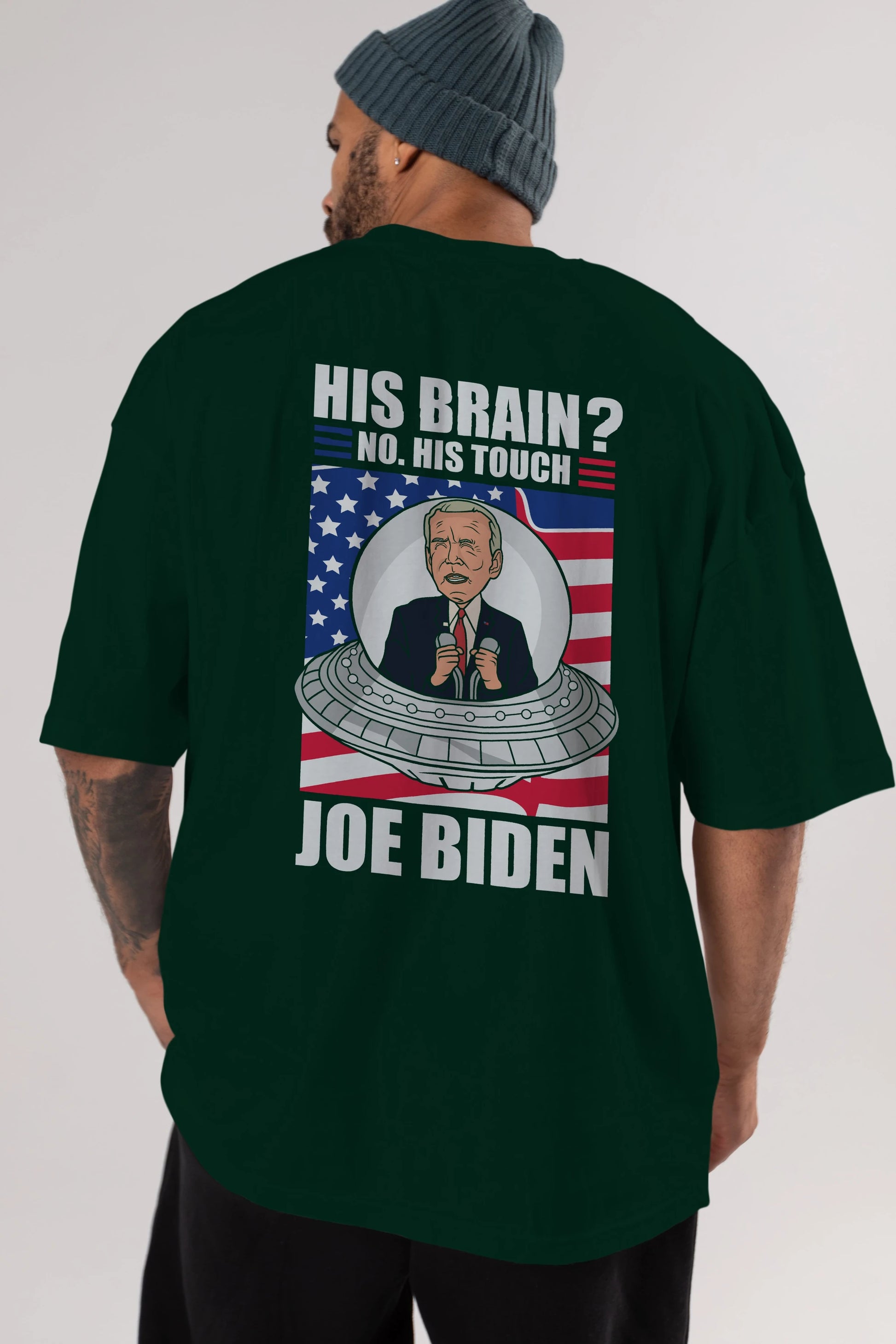 Alien Biden Arka Baskılı Oversize t-shirt Erkek Kadın Unisex %100 Pamuk tişort