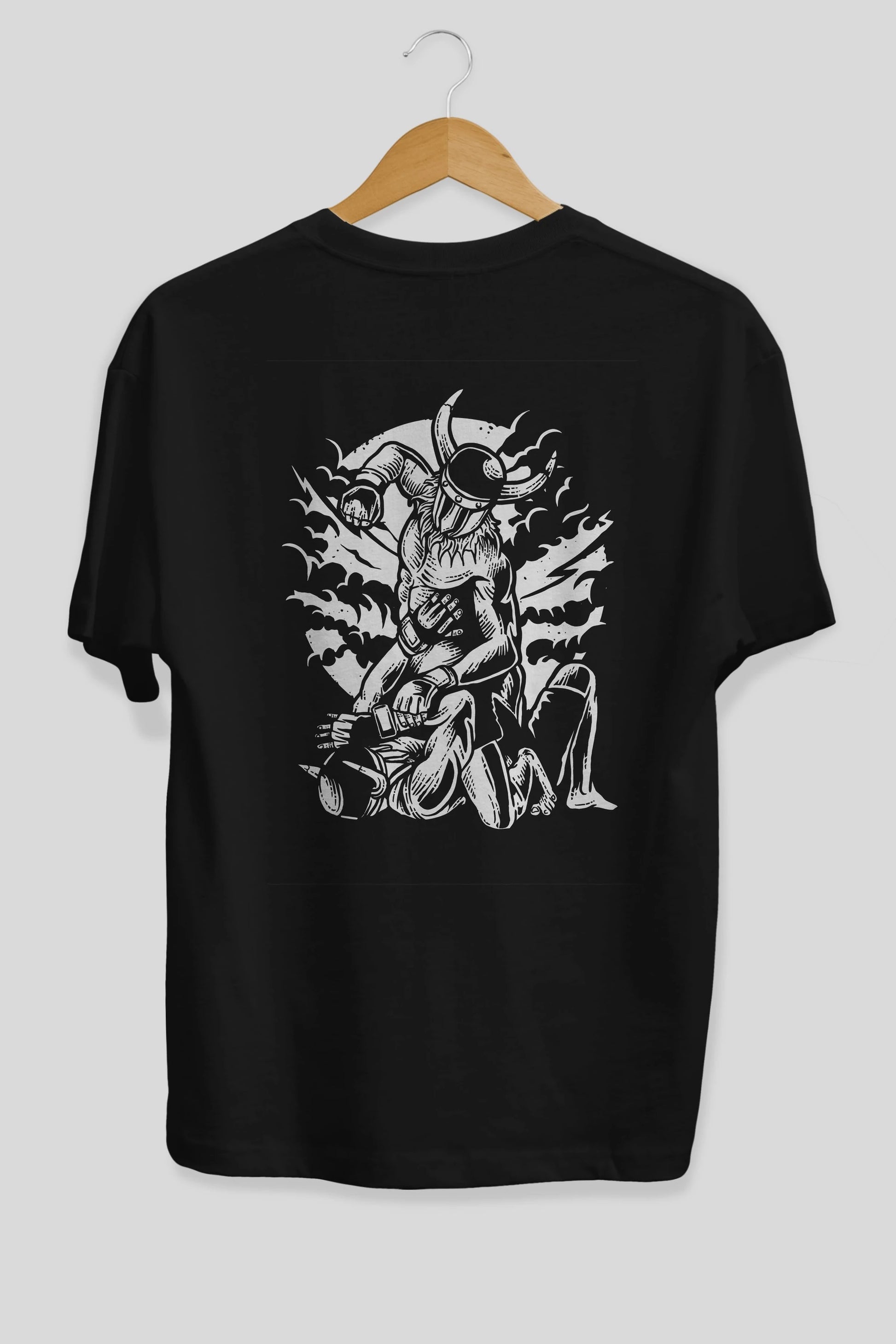 Viking MMA Fighter Arka Baskılı Oversize t-shirt Erkek Kadın Unisex %100 Pamuk