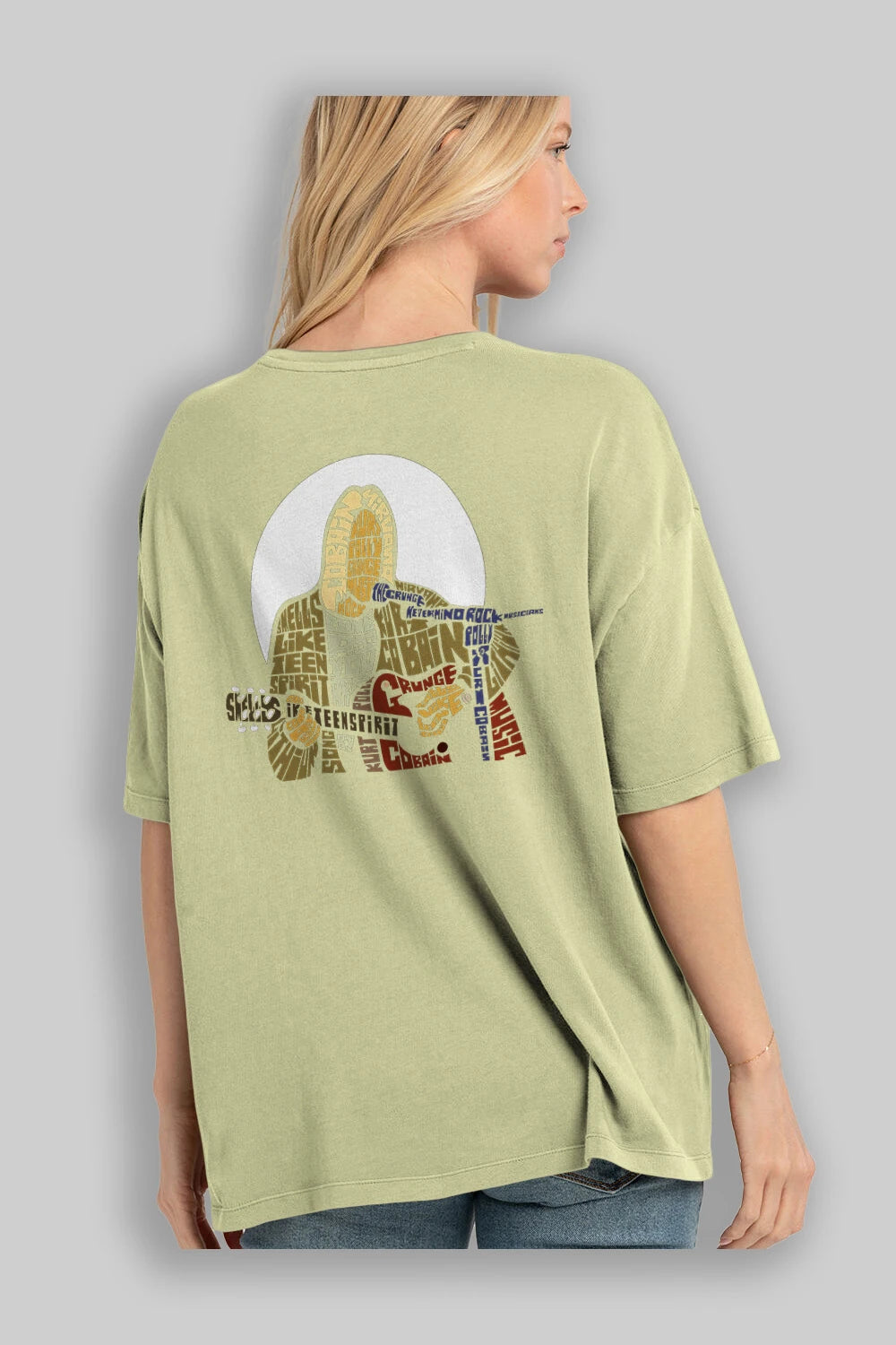 Kurt Cobain Arka Baskılı Oversize t-shirt %100 pamuk Erkek Kadın Unisex