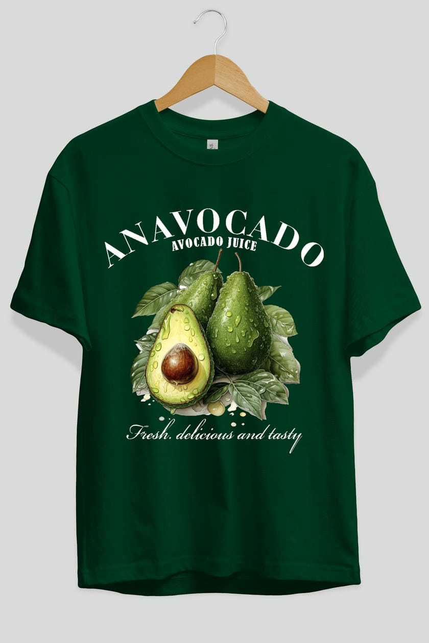 Avocado Avokado Ön Baskılı Oversize t-shirt Erkek Kadın Pamuk Bisiklet Yaka tişort