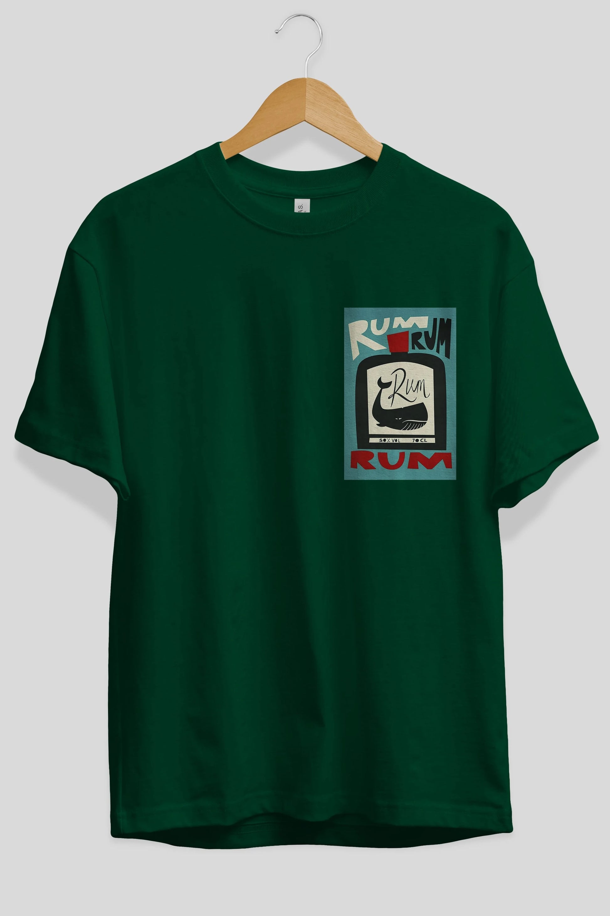 Rum Ön Sol Baskılı Oversize t-shirt Erkek Kadın Unisex %100 Pamuk Bisiklet Yaka tişort