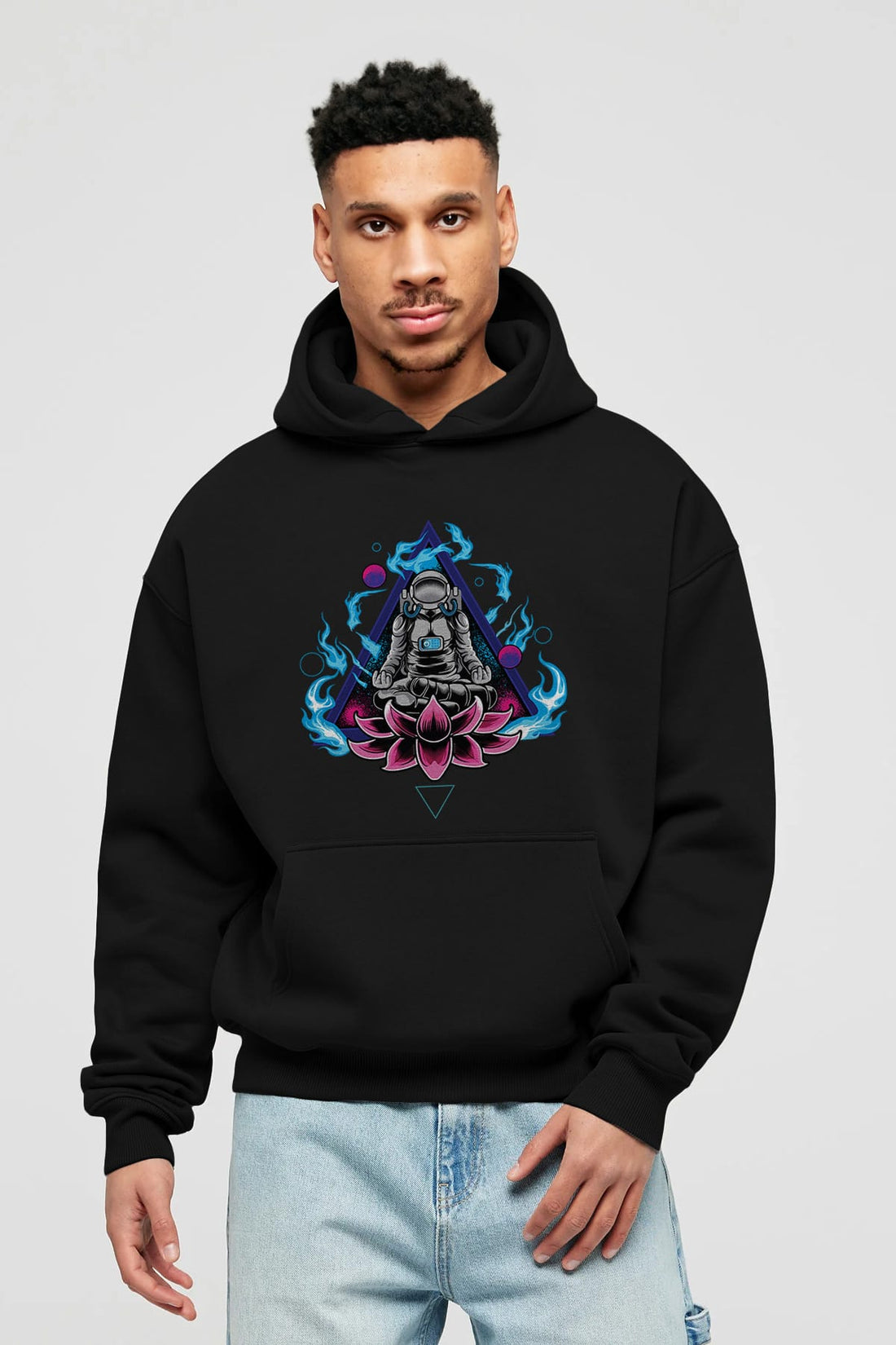 Astronaut Meditation (2) Ön Baskılı Hoodie Oversize Kapüşonlu Sweatshirt Erkek Kadın Unisex