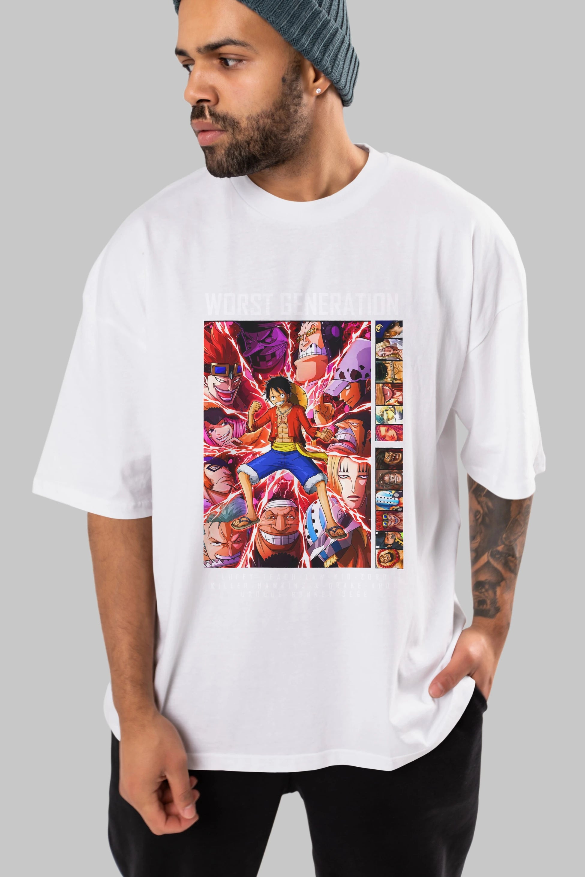 Worst Generation Anime Ön Baskılı Oversize t-shirt Erkek Kadın Unisex