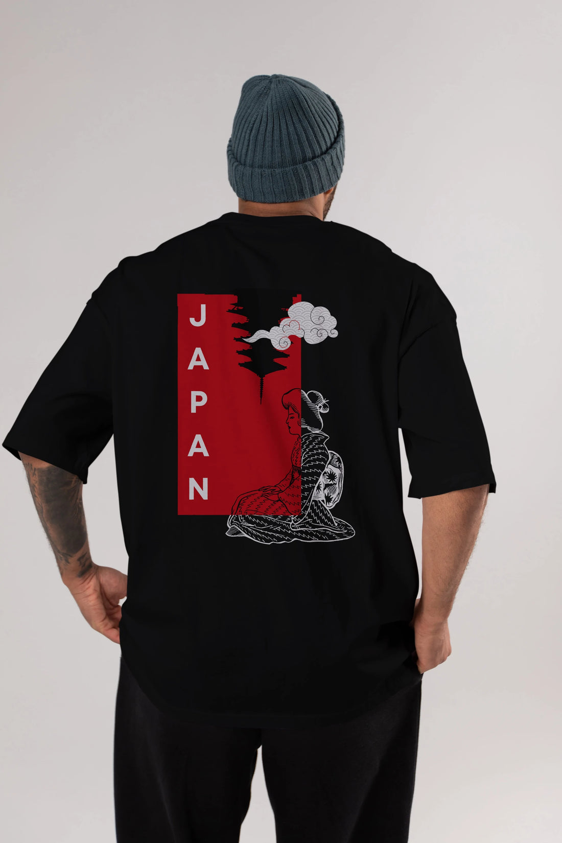 Japan Yazılı Streetwear Arka Baskılı Oversize t-shirt Erkek Kadın Unisex