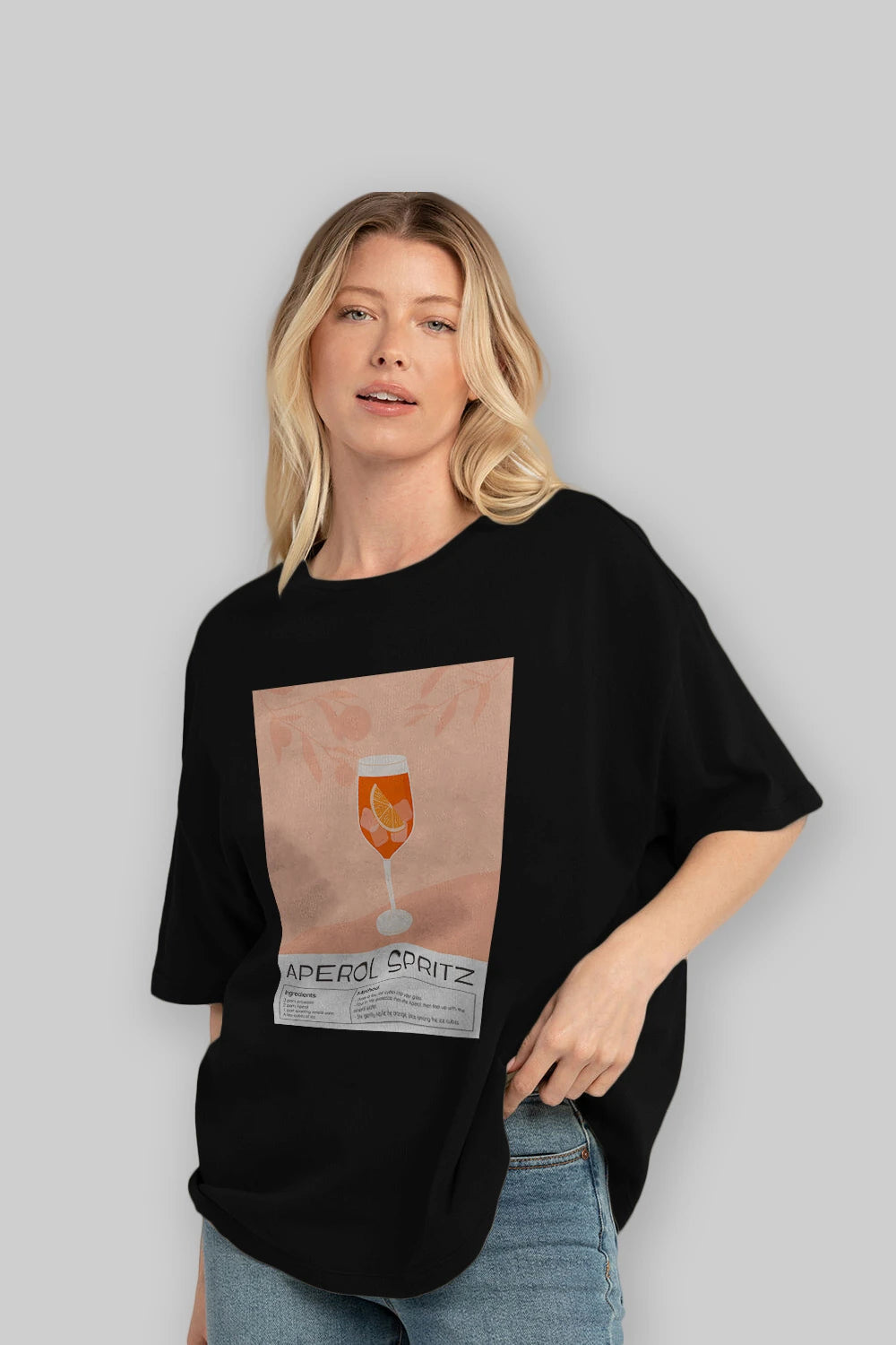 Aperol Spritz 7 Ön Baskılı Oversize t-shirt Erkek Kadın Unisex %100 Pamuk Bisiklet Yaka tişort