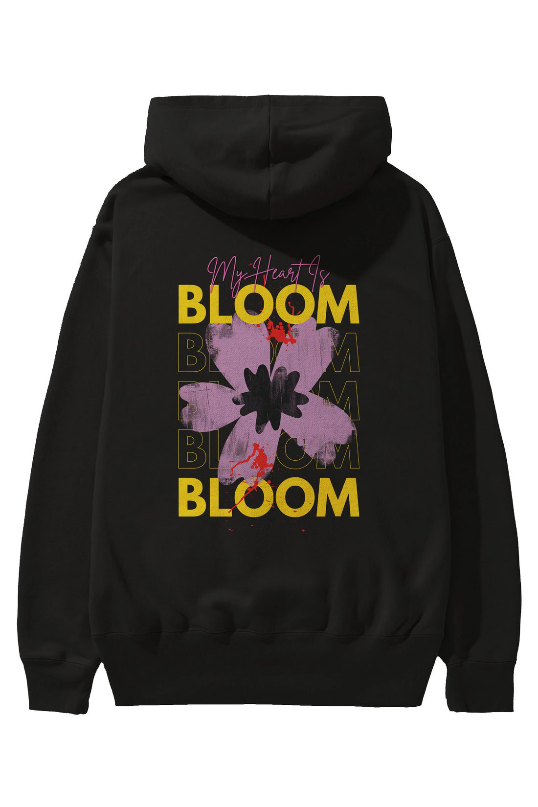 Bloom Yazılı Arka Baskılı Oversize Hoodie Kapüşonlu Sweatshirt Erkek Kadın Unisex