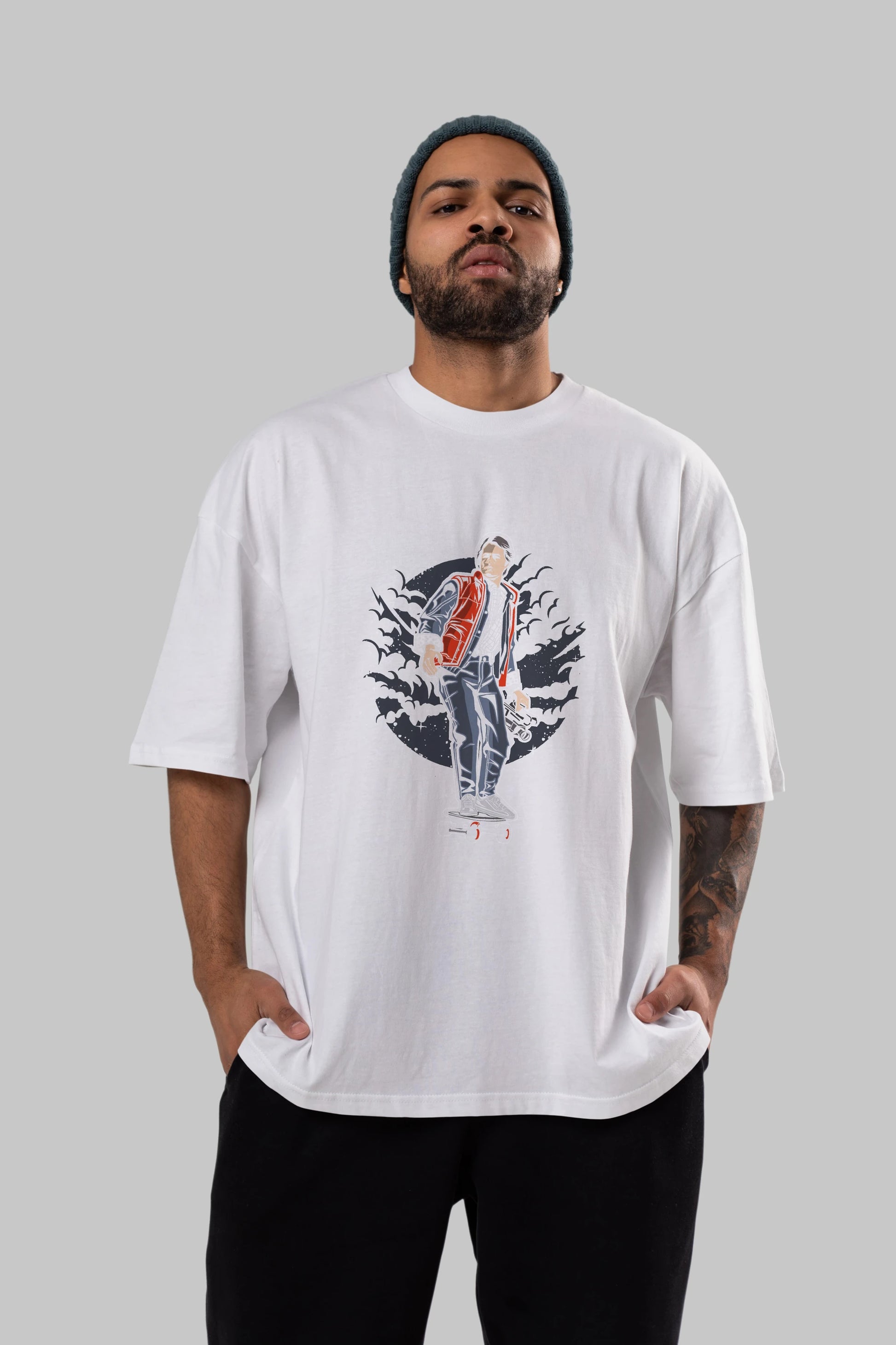MARTY Ön Baskılı Oversize t-shirt Erkek Kadın Unisex %100 Pamuk tişort