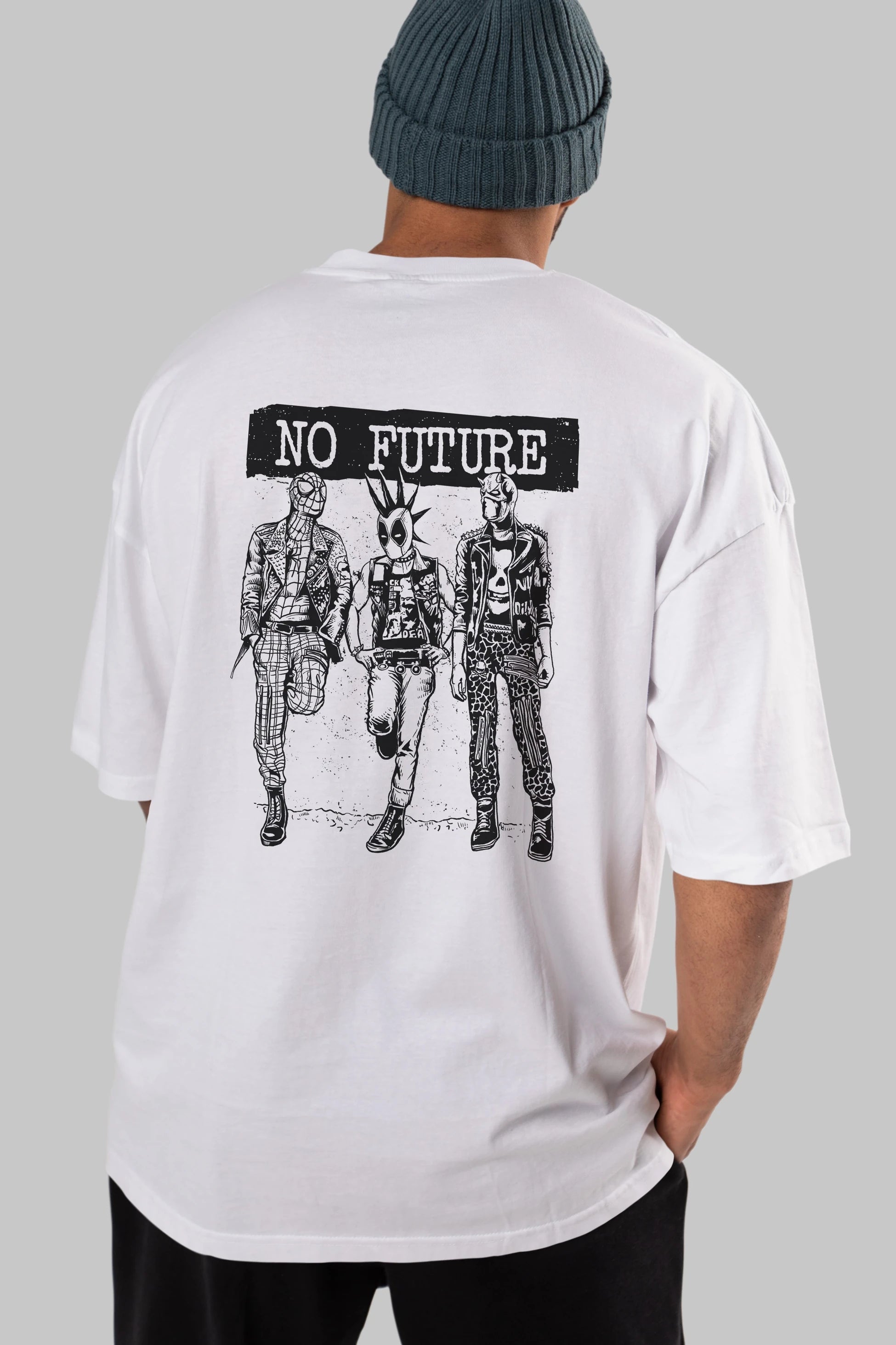 No Future Arka Baskılı Oversize t-shirt Erkek Kadın Unisex %100 Pamuk