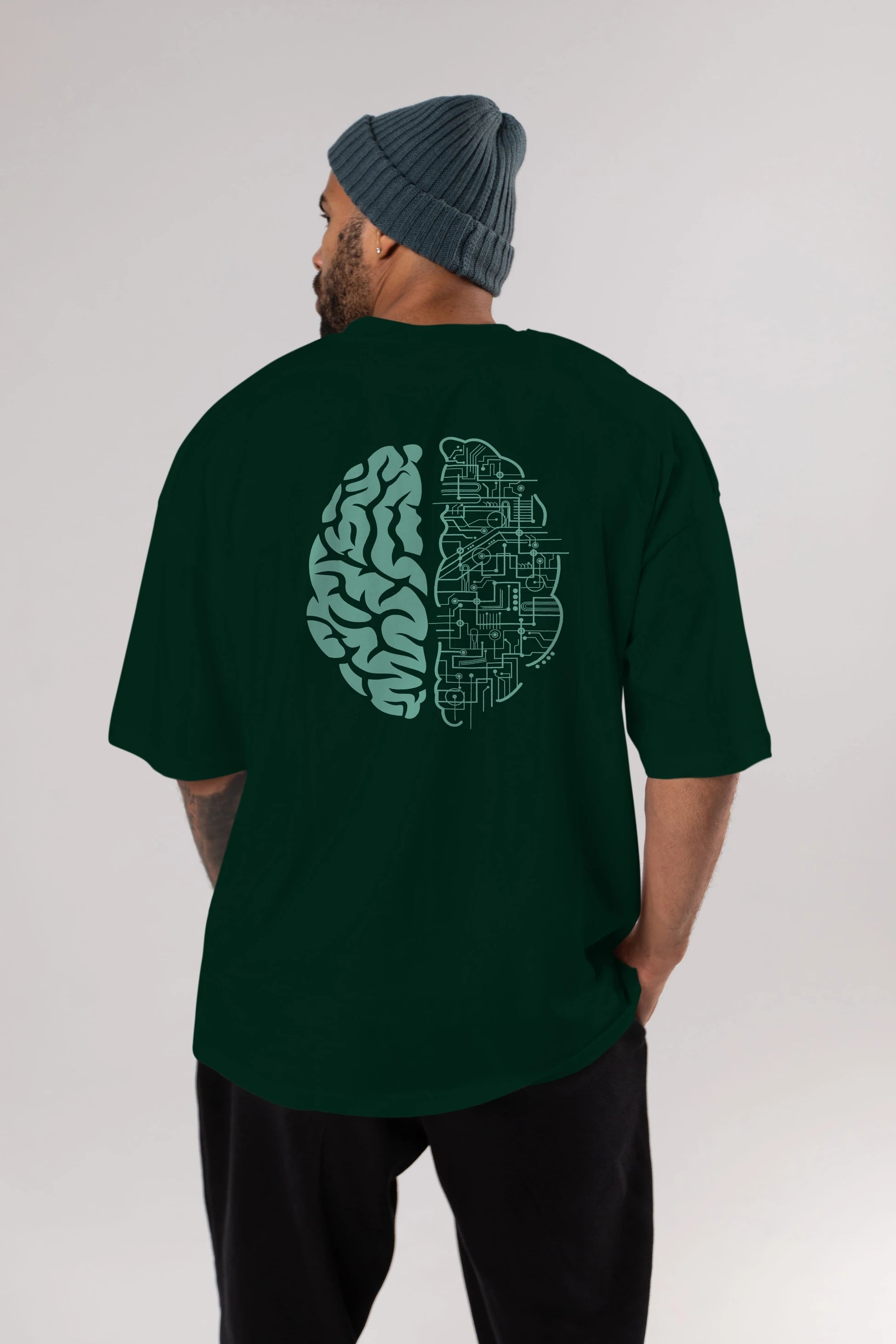 Electric Brain Arka Baskılı Oversize t-shirt %100 pamuk Erkek Kadın Unisex
