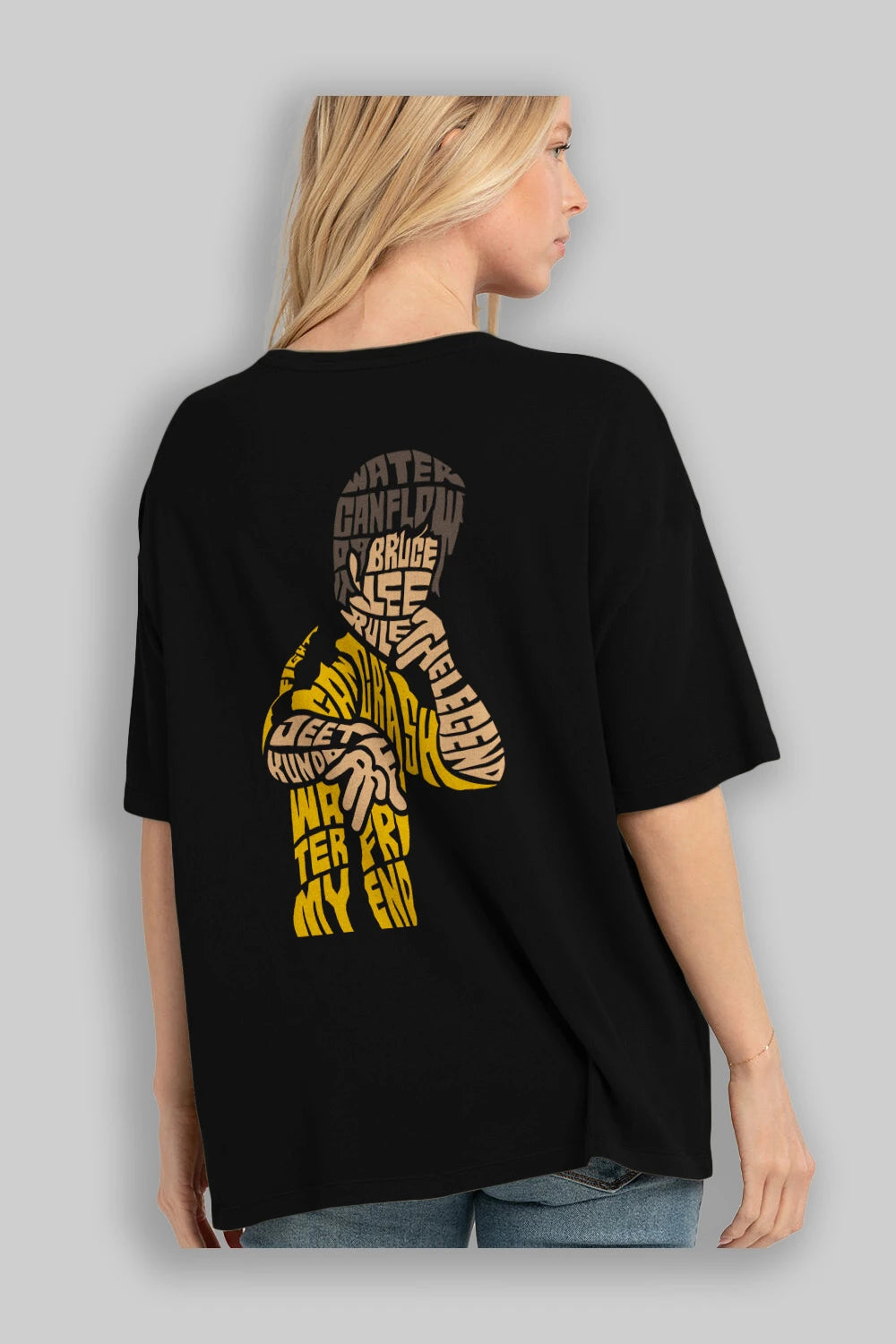 Bruce Lee Arka Baskılı Oversize t-shirt %100 pamuk Erkek Kadın Unisex